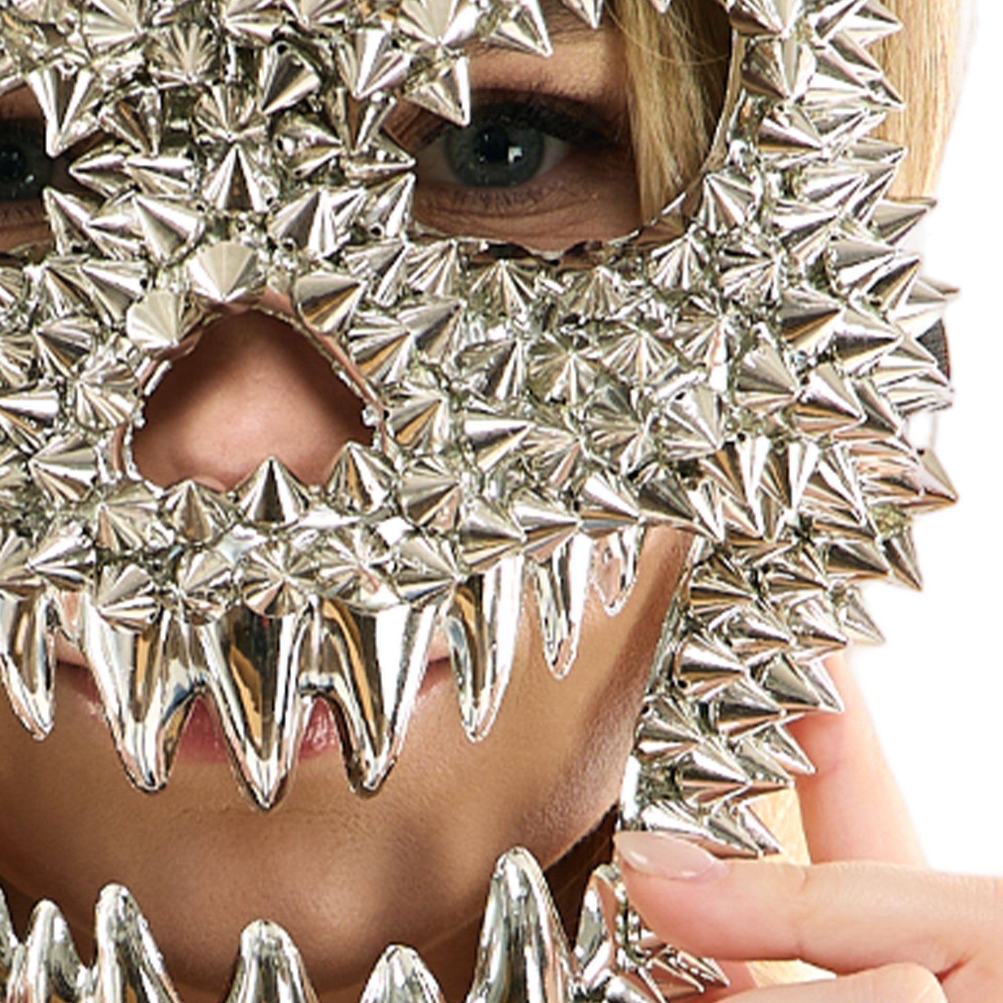 Silver Spike Skull Face Mask - Image 3