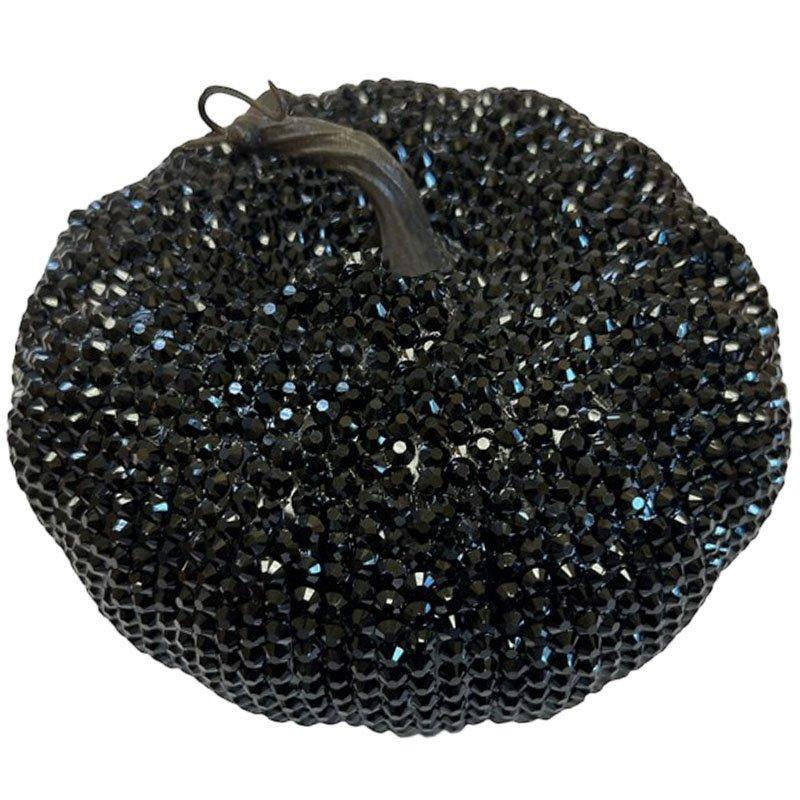Rhinestone Black Plastic Pumpkin. 7.3in x 5.2in