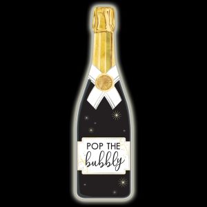 Light-Up New Year's Eve Champagne Bottle Wood Sign. 16.5in