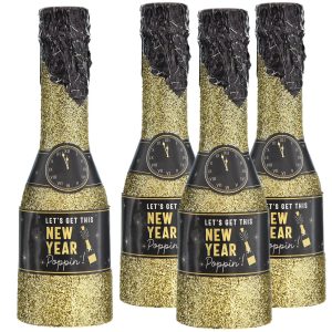 Glitter New Year's Eve Bottle Confetti Poppers. 4ct