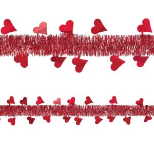 Red Heart Valentine's Day Tinsel Garland. 9ft