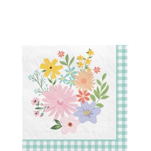 Springtime Blooms Paper Beverage Napkins. 5in. 16ct
