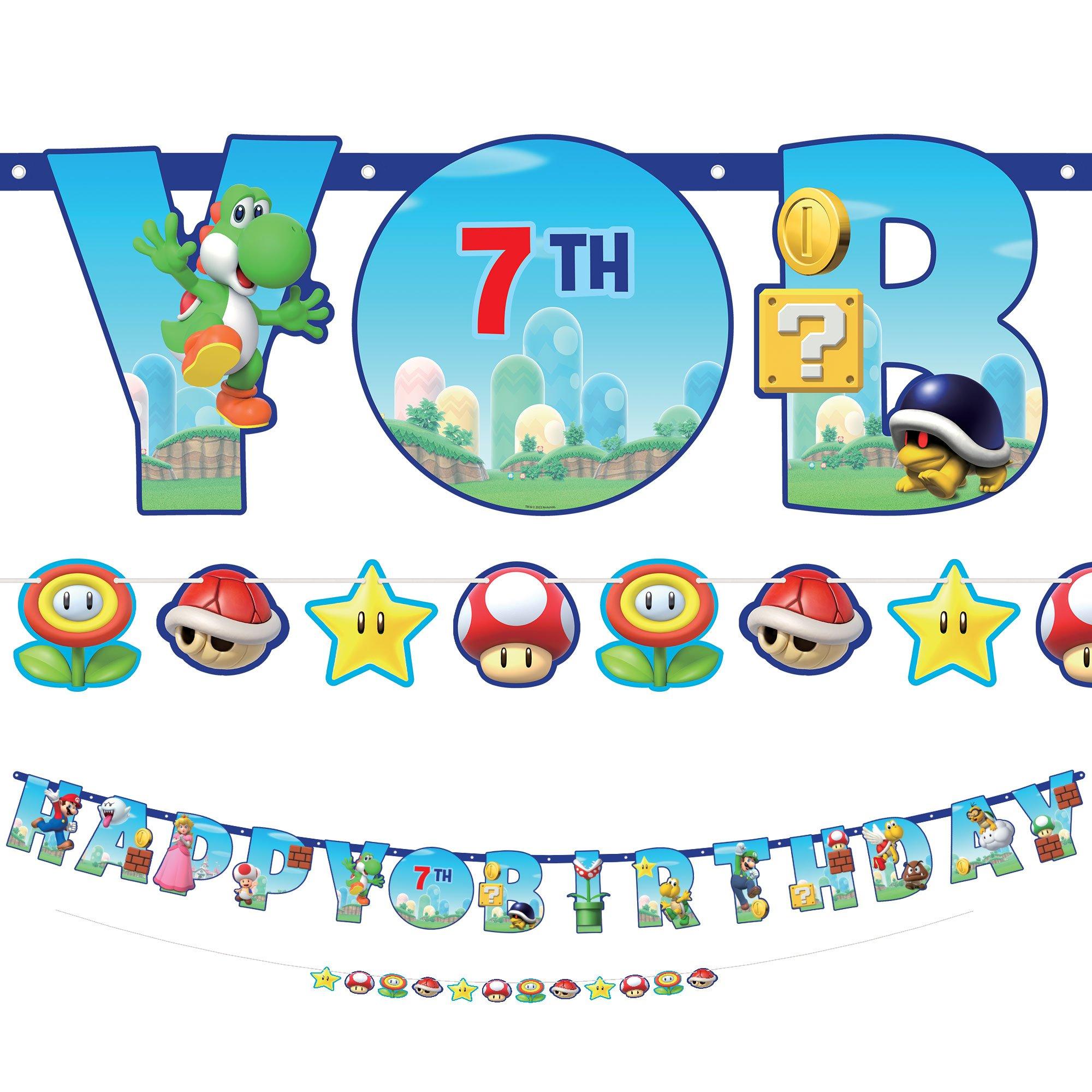 Customizable Super Mario Birthday Letter Banner Set. 2pc
