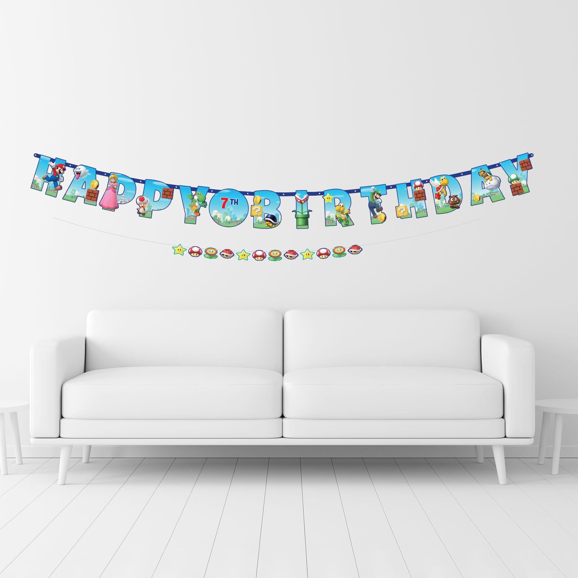 Customizable Super Mario Birthday Letter Banner Set. 2pc - Image 2
