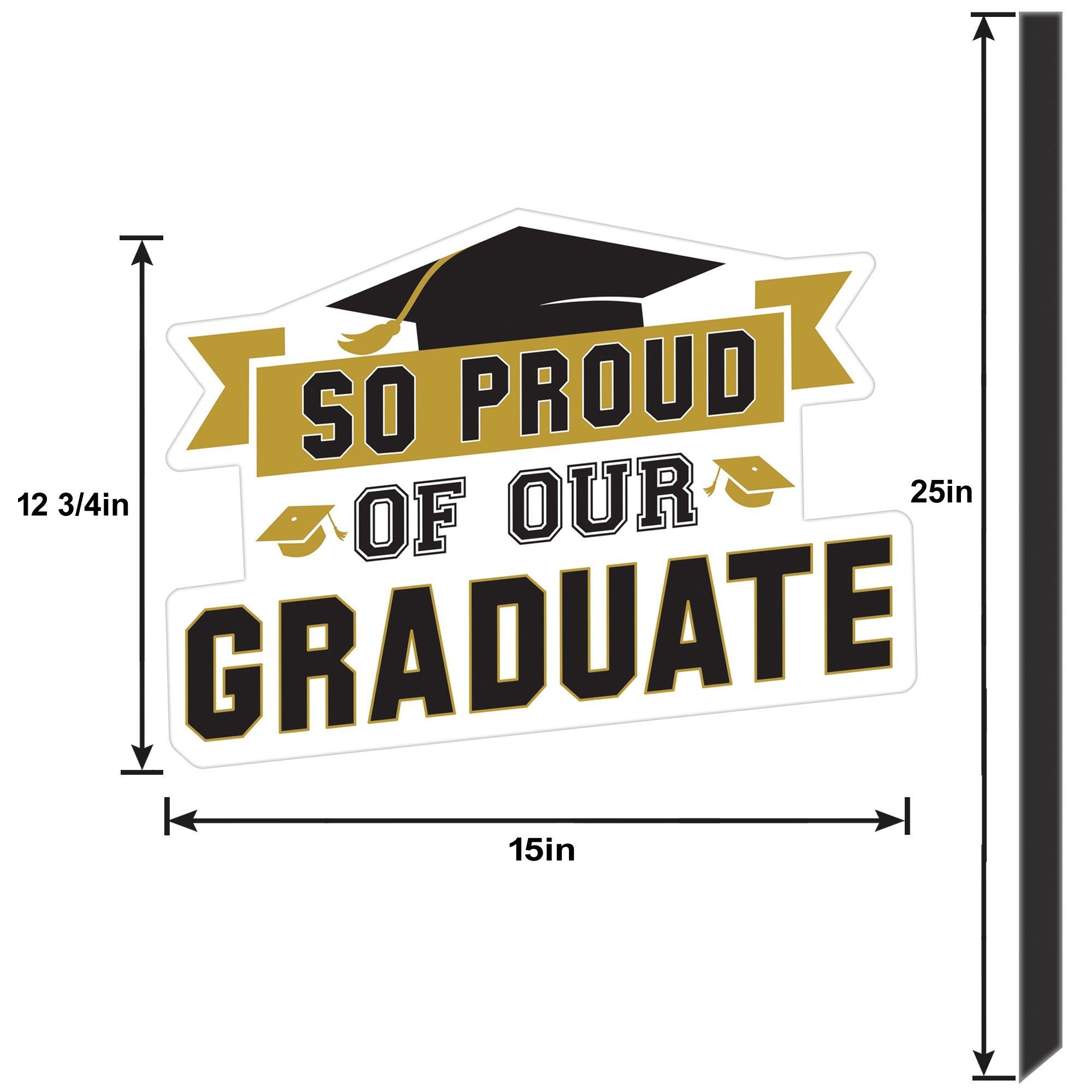 Black & Gold So Proud Grad Plastic Yard Sign. 15in x 37in - Image 3