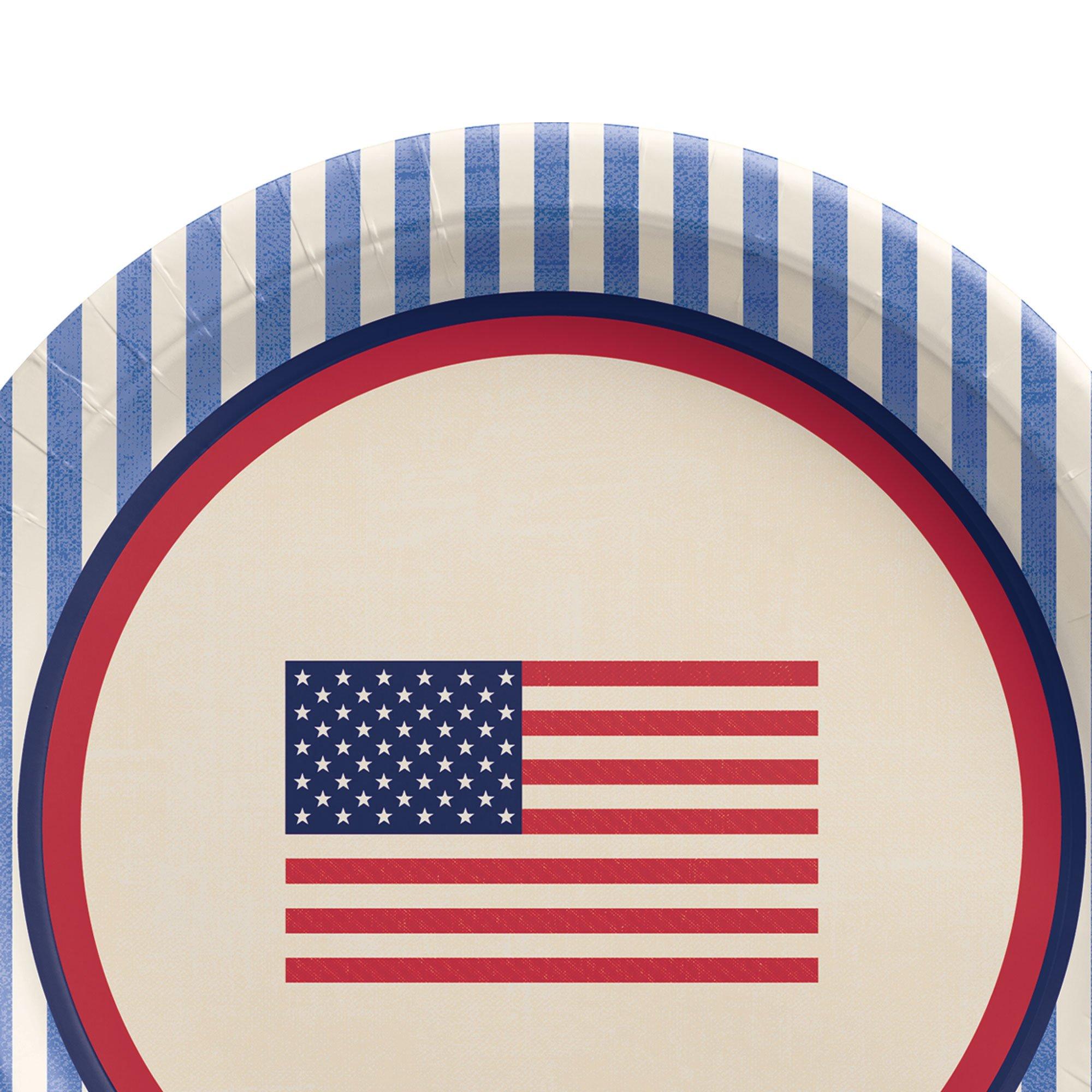 Americana Stripe Paper Dessert Plates. 7in. 8ct - Image 3