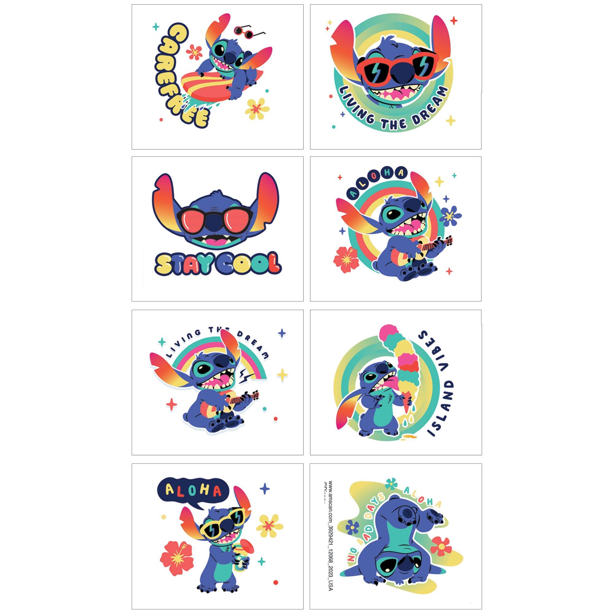 Stitch Aloha Temporary Tattoos. 1 Sheet. 8 Tattoos - Disney Lilo & Stitch