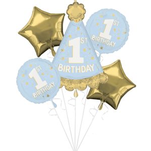 Little Mister One-derful 1st Birthday Foil Balloon Bouquet. 5pc
