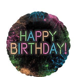 Neon Happy Birthday Foil Balloon. 18in - Let's Glow Crazy