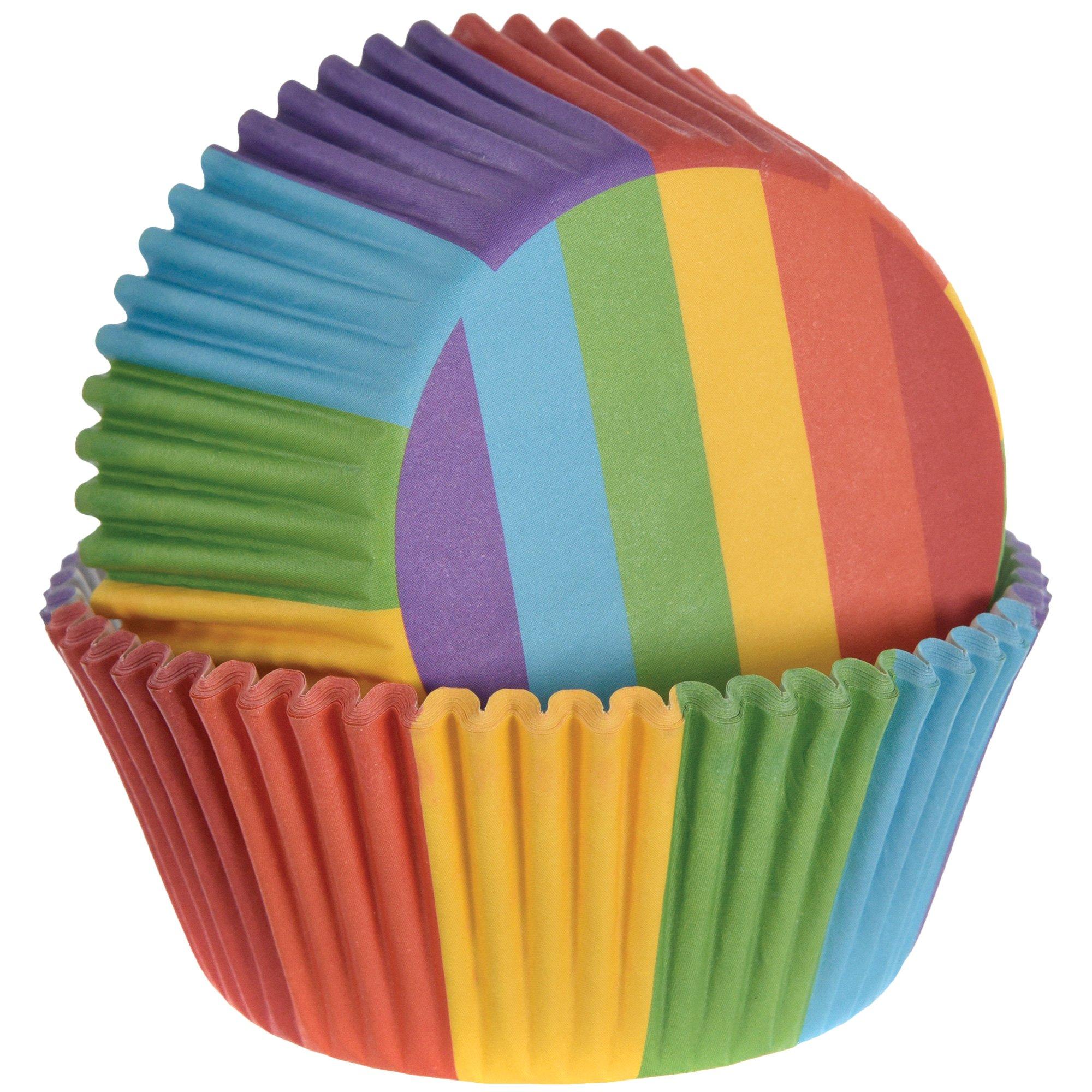 Rainbow Stripe Baking Cups. 48ct