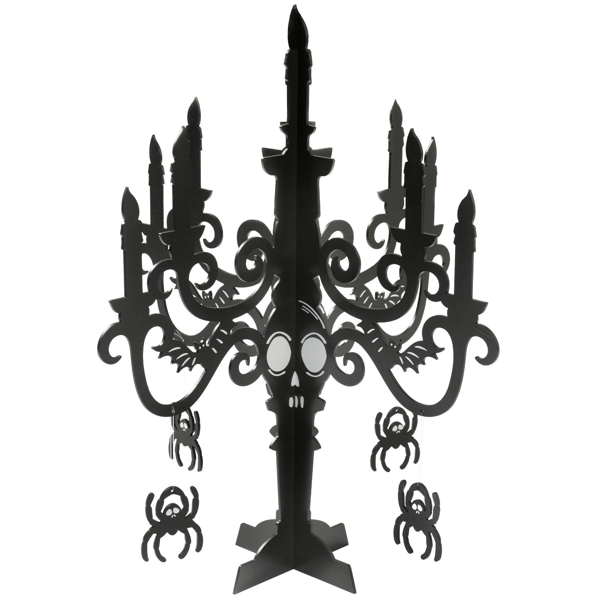 Black MDF Candelabra Decoration. 17in x 19.5in - Spellbound Halloween