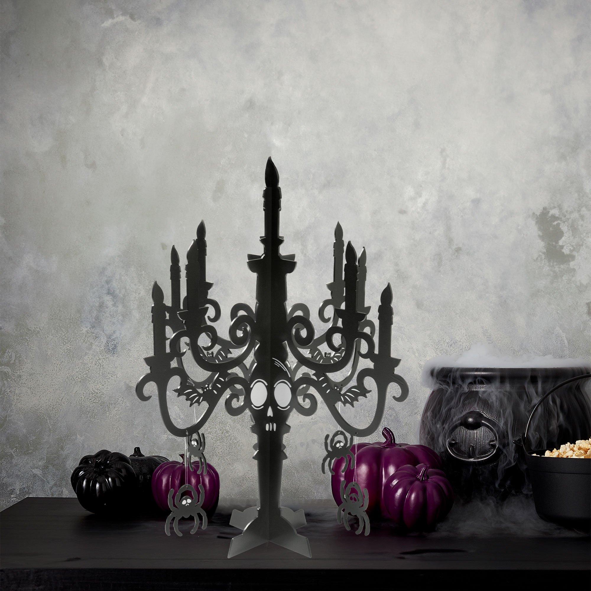 Black MDF Candelabra Decoration. 17in x 19.5in - Spellbound Halloween - Image 5