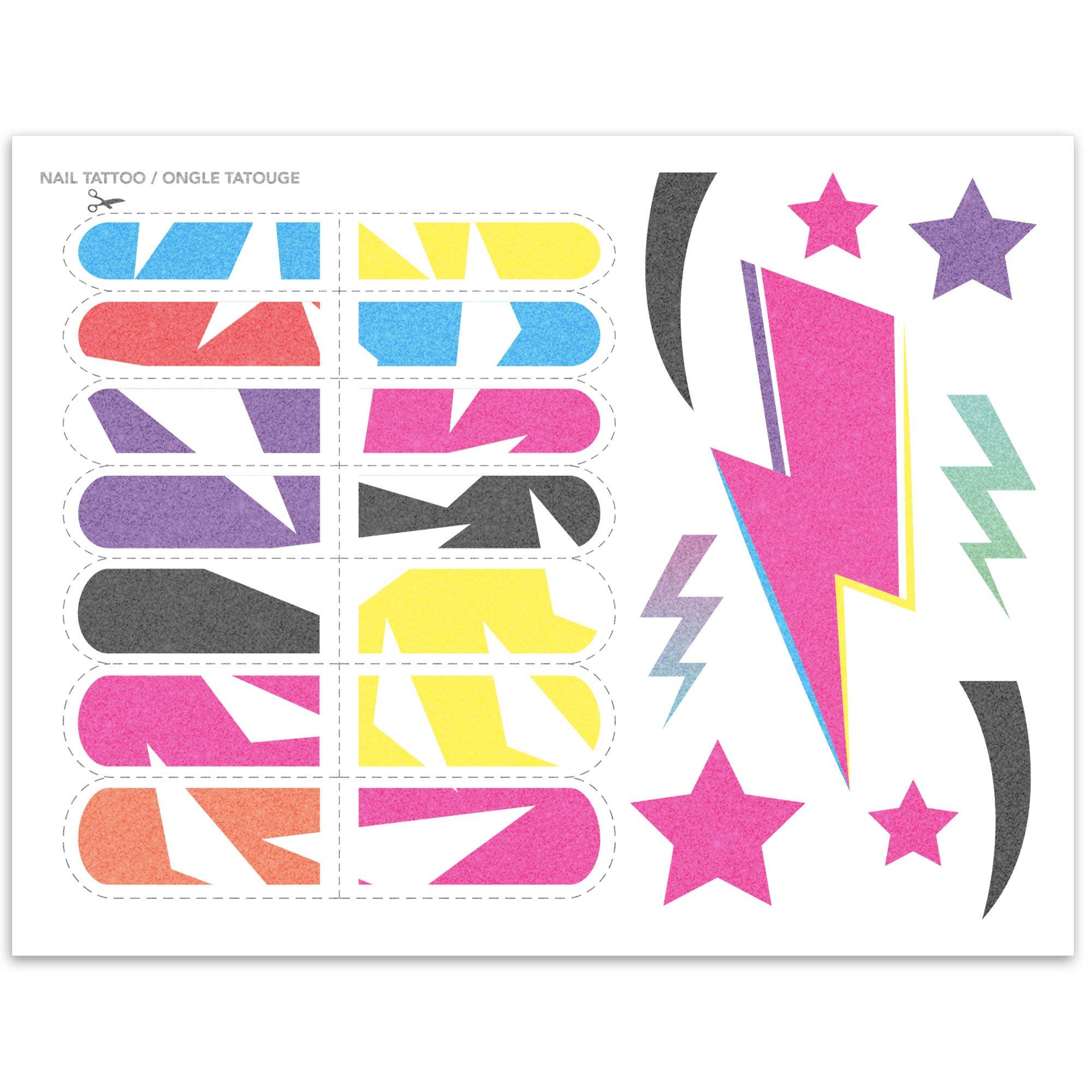 80s Glam Rock Star Temporary Face Tattoo Kit. 95pc - Image 7