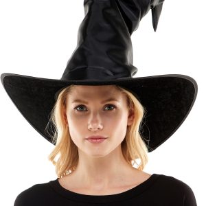 Wrinkly Faux Leather Posable Witch Hat