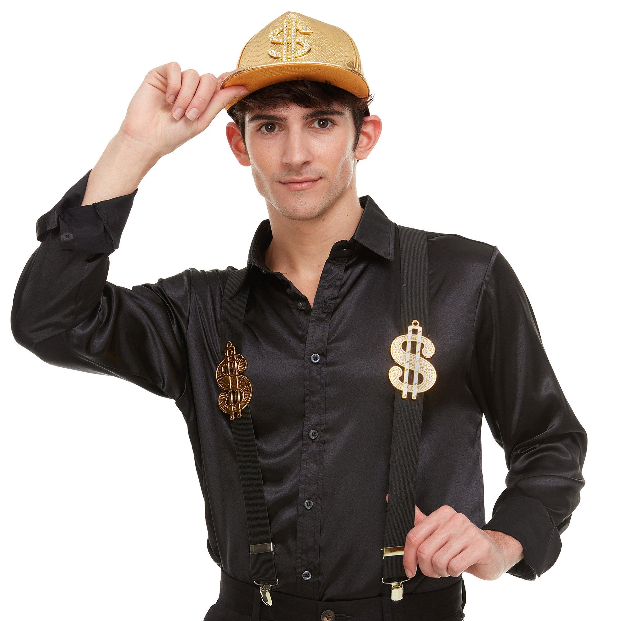 Adult Gold Dollar Sign Suspenders - Image 2