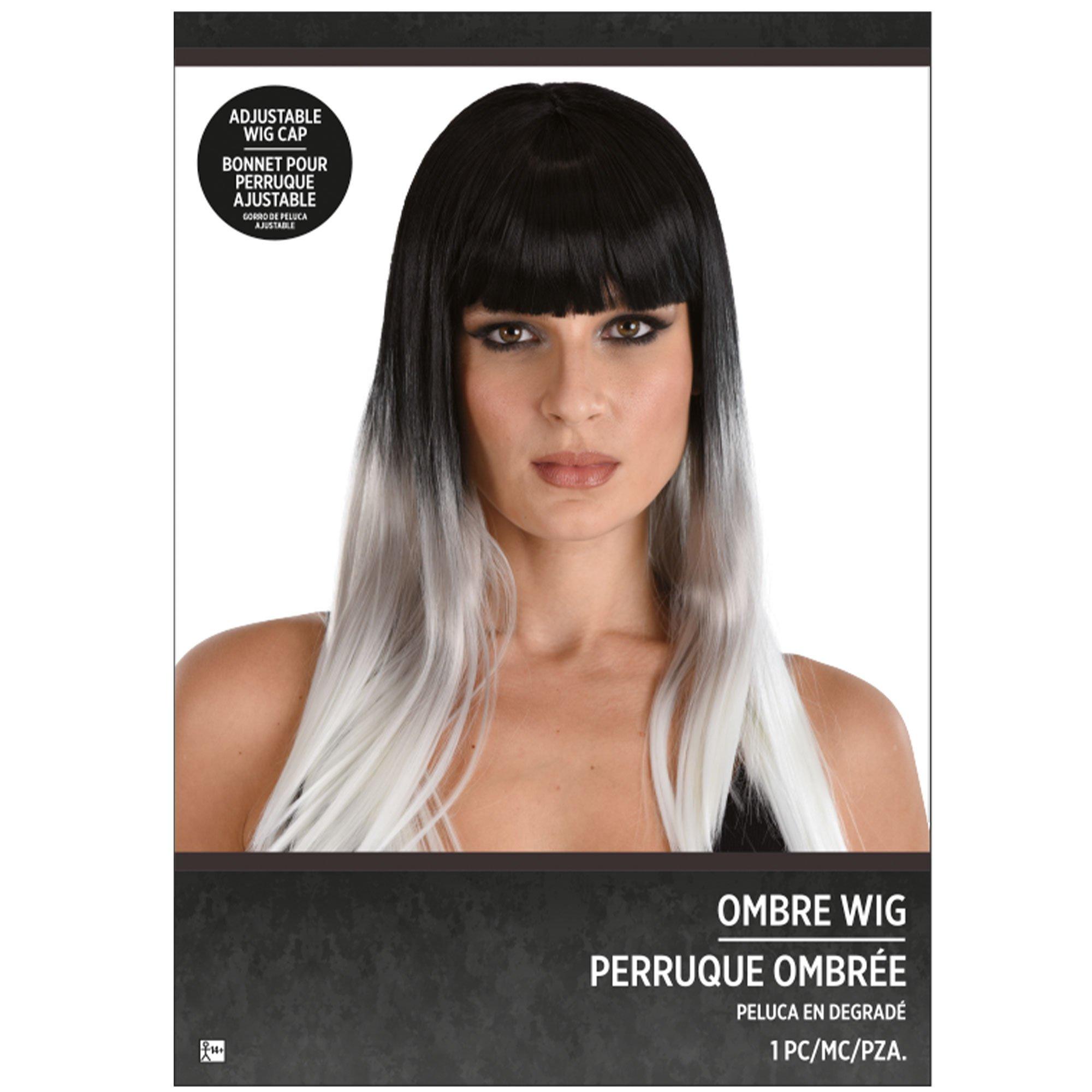 Black & White Ombre Wig with Bangs - Image 5