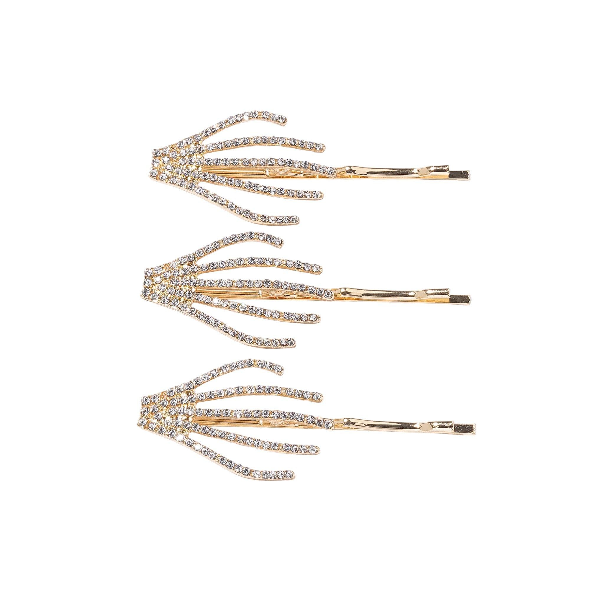 Rhinestone Skeleton Hand Hair Pins. 3ct