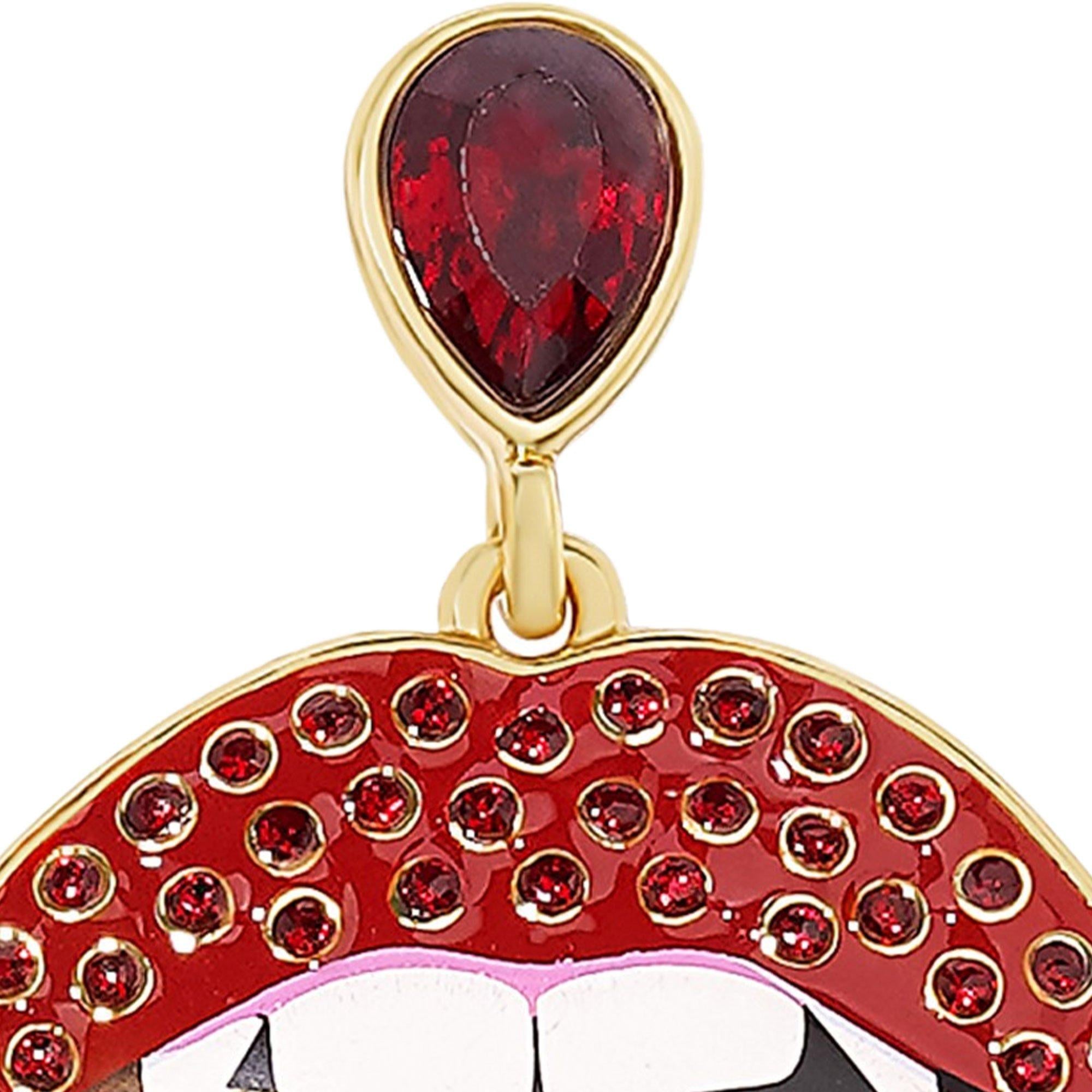 Rhinestone Red Blood Drip Lip Earrings - Image 2