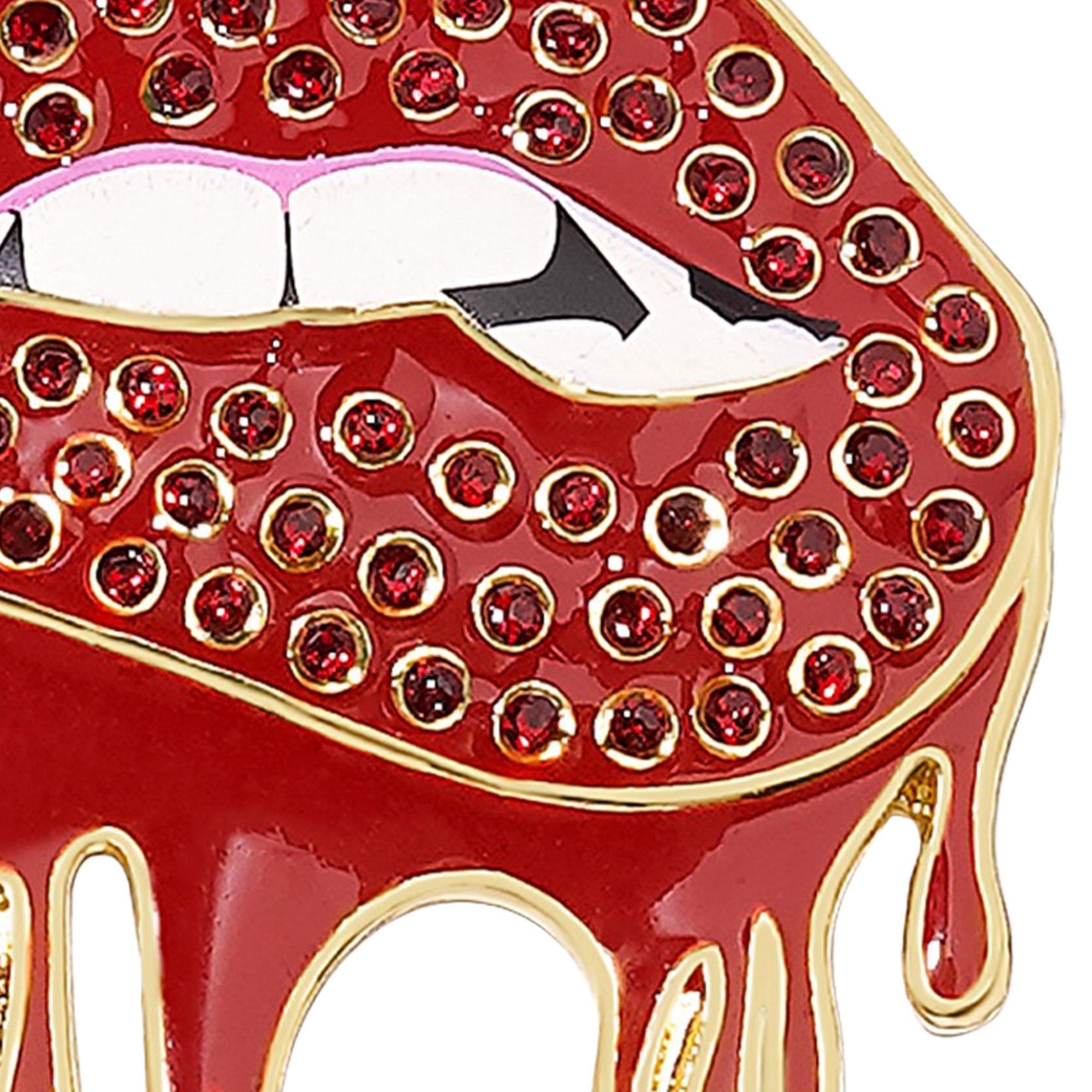 Rhinestone Red Blood Drip Lip Earrings - Image 3