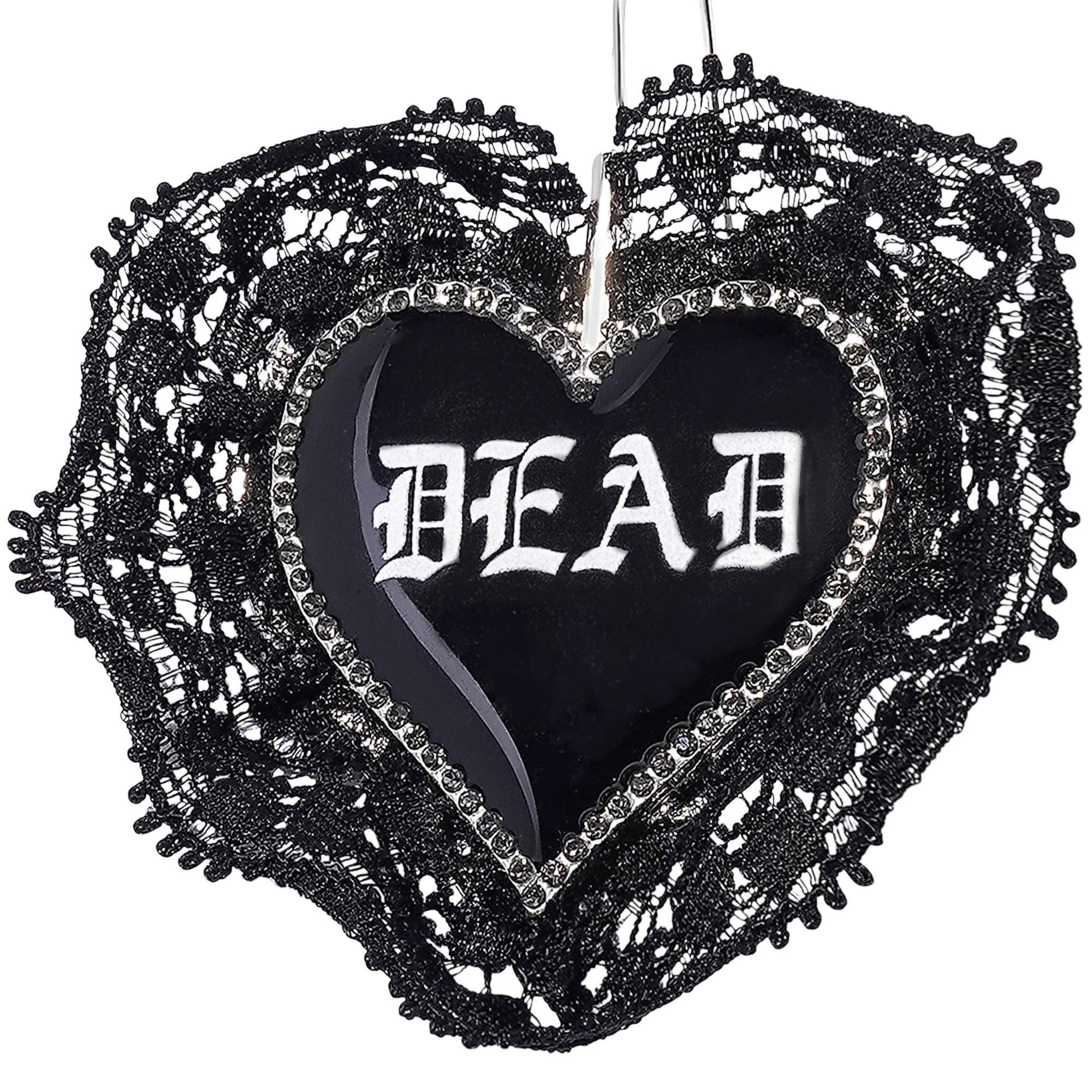 Dead Heart Black Lace Drop Earrings - Image 2