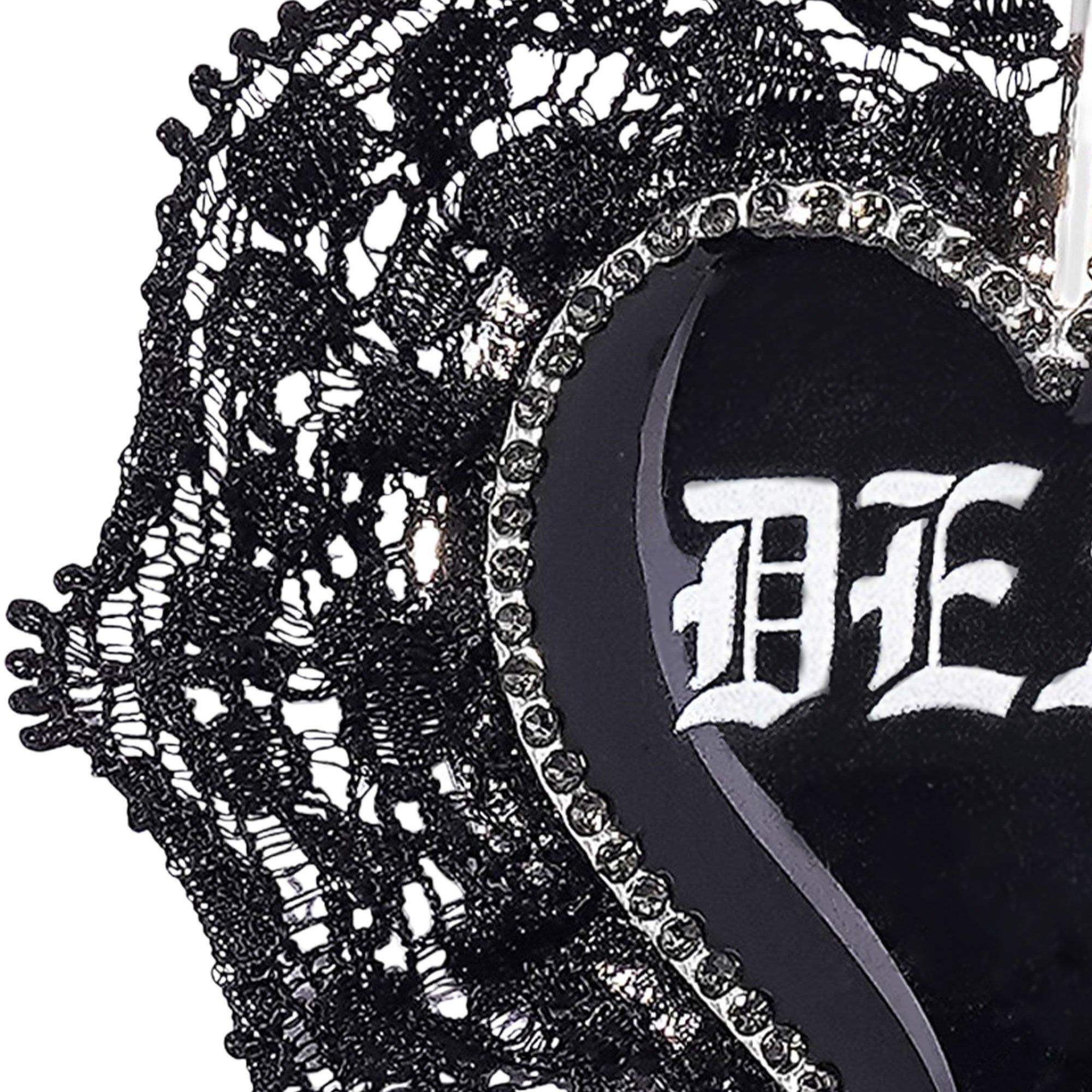 Dead Heart Black Lace Drop Earrings - Image 3