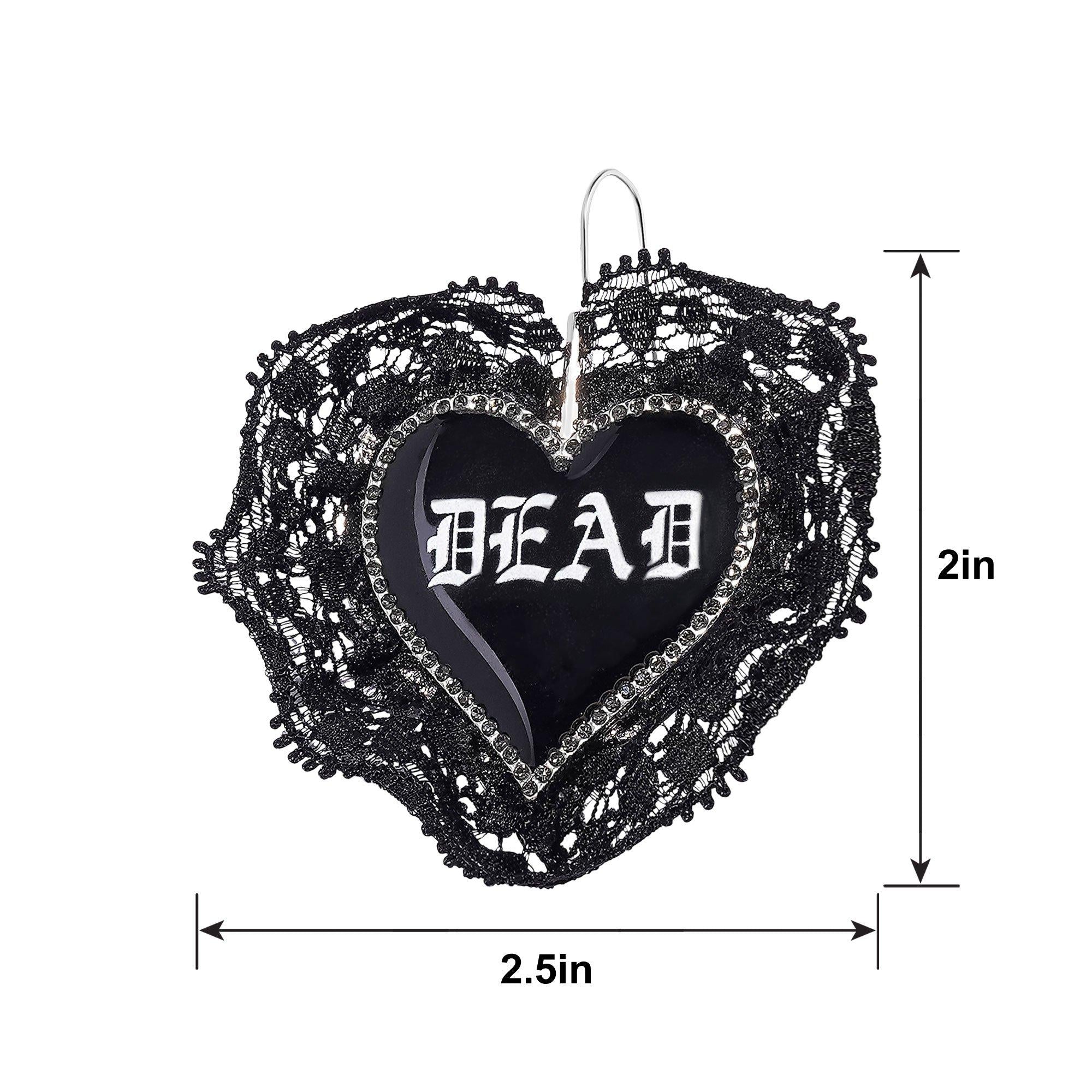 Dead Heart Black Lace Drop Earrings - Image 4