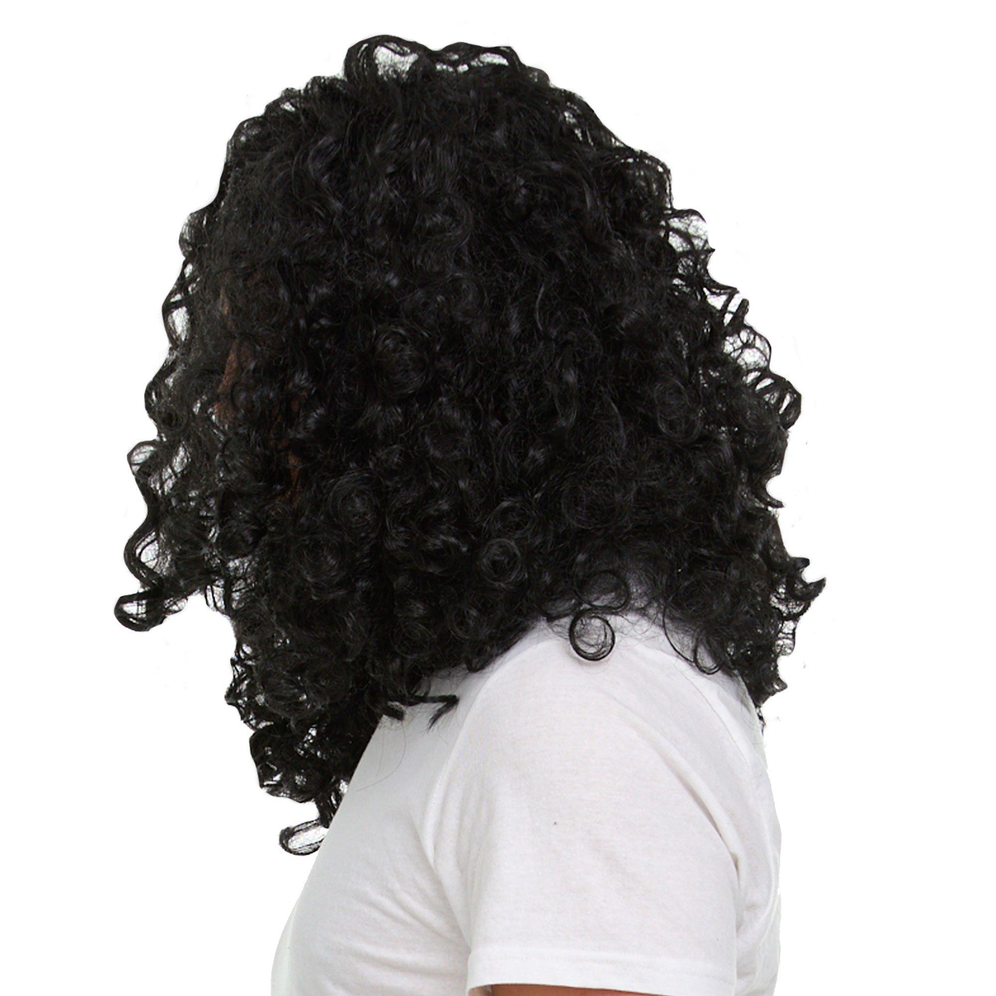 Adult Curly Black Headbanger Wig - Image 2