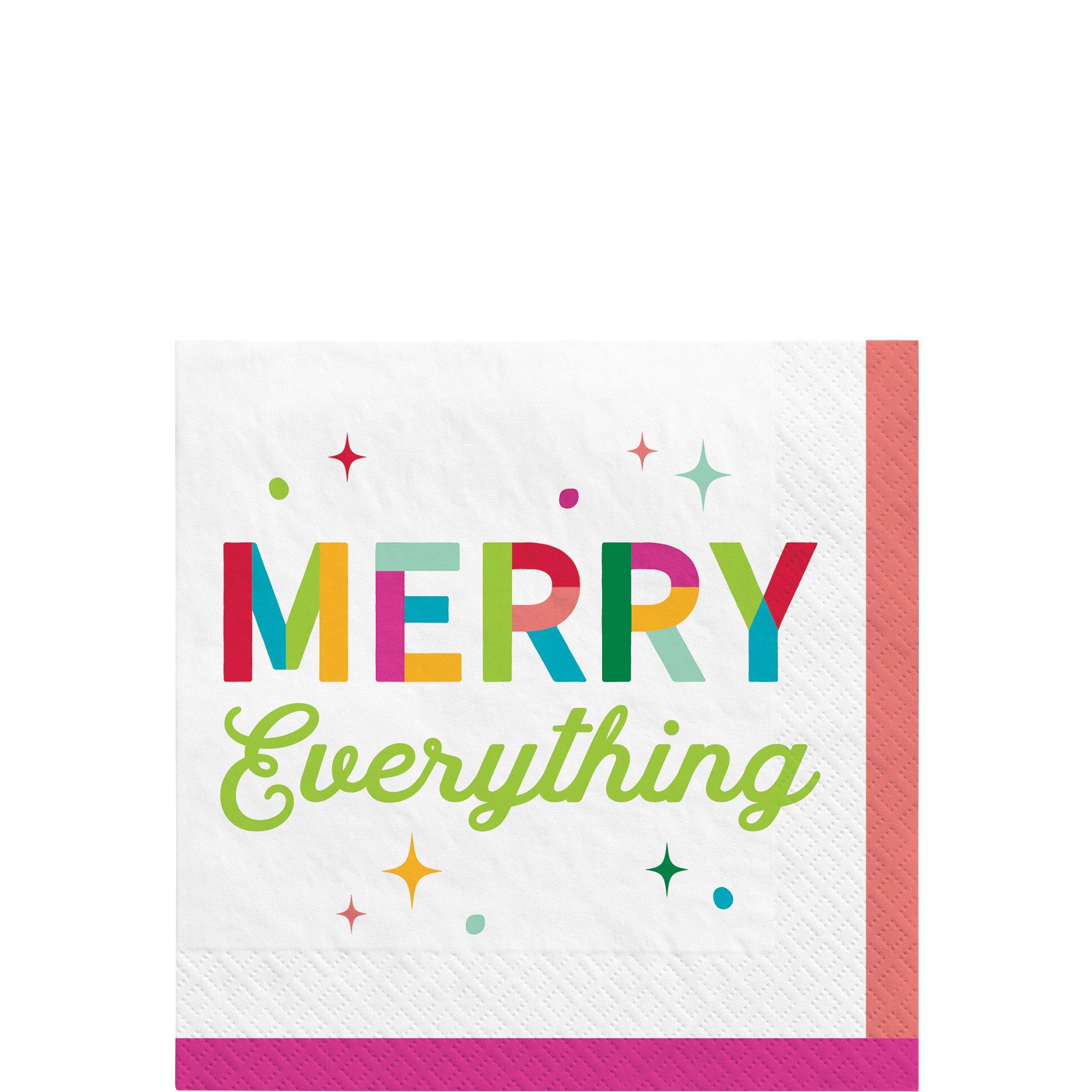 Merry Everything Paper Beverage Napkins. 5in. 40ct