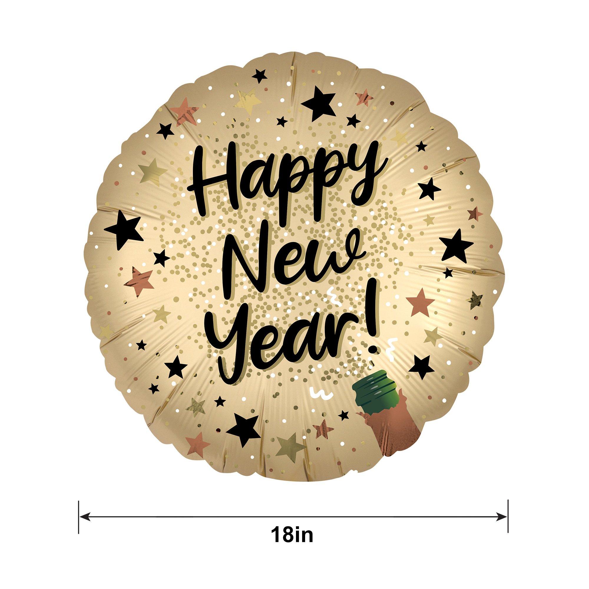 Satin Happy New Year Foil Balloon. 18in - Natural Sparkle - Image 3