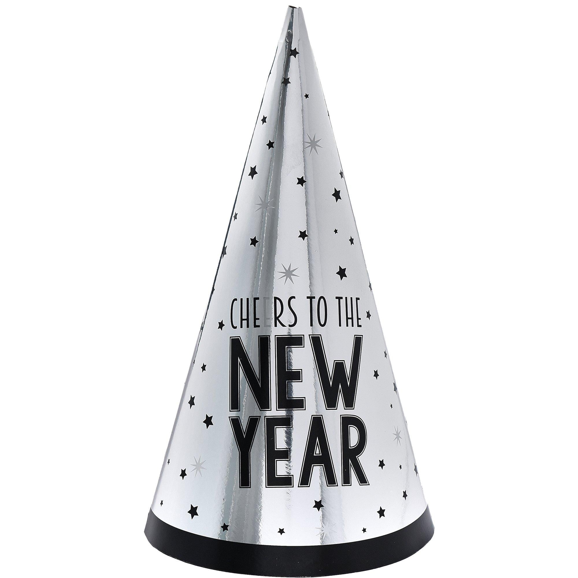 Silver Cheers to the New Year Party Hat. 9in