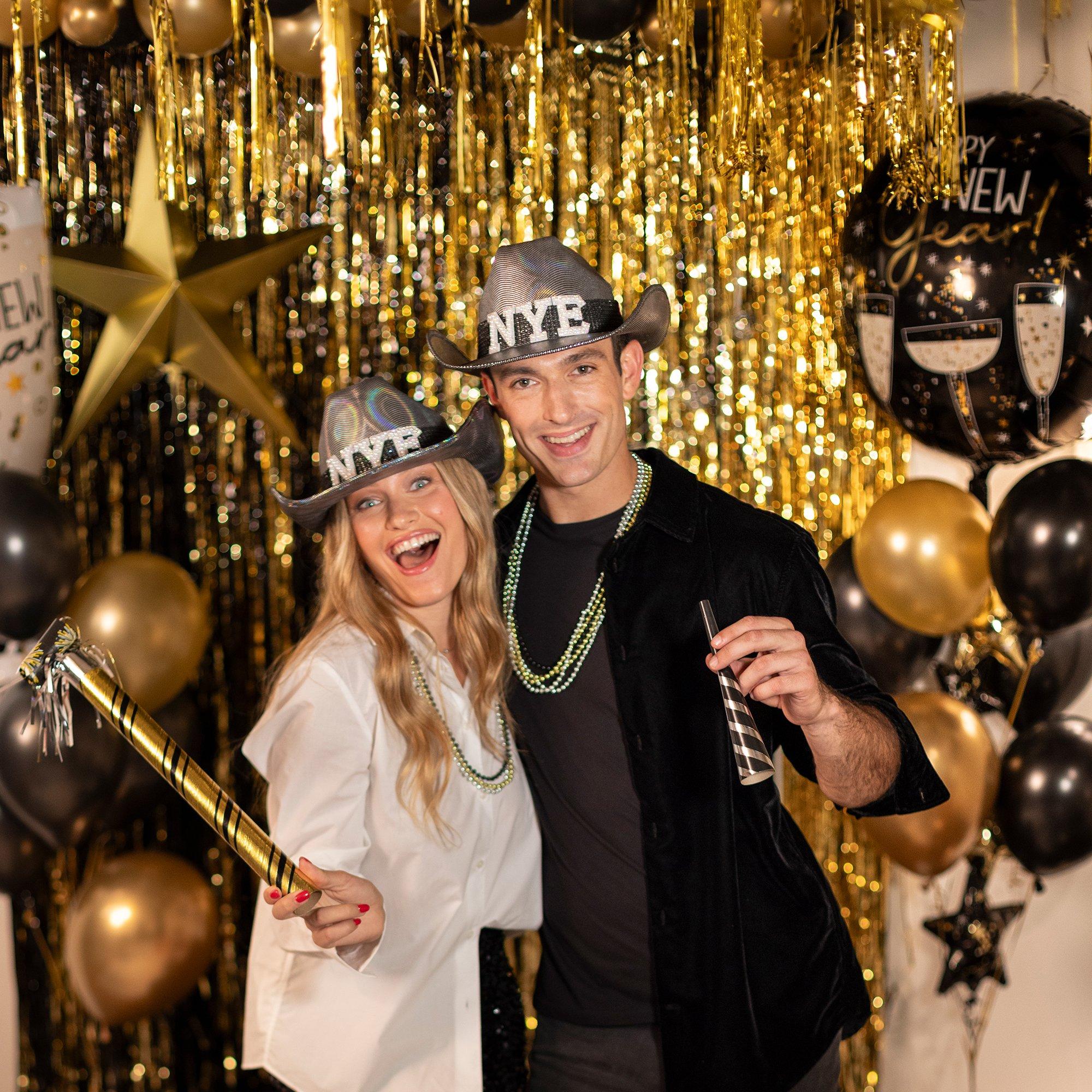 Black. Silver & Gold New Year's Eve Blowouts. 17in. 2ct - Image 4