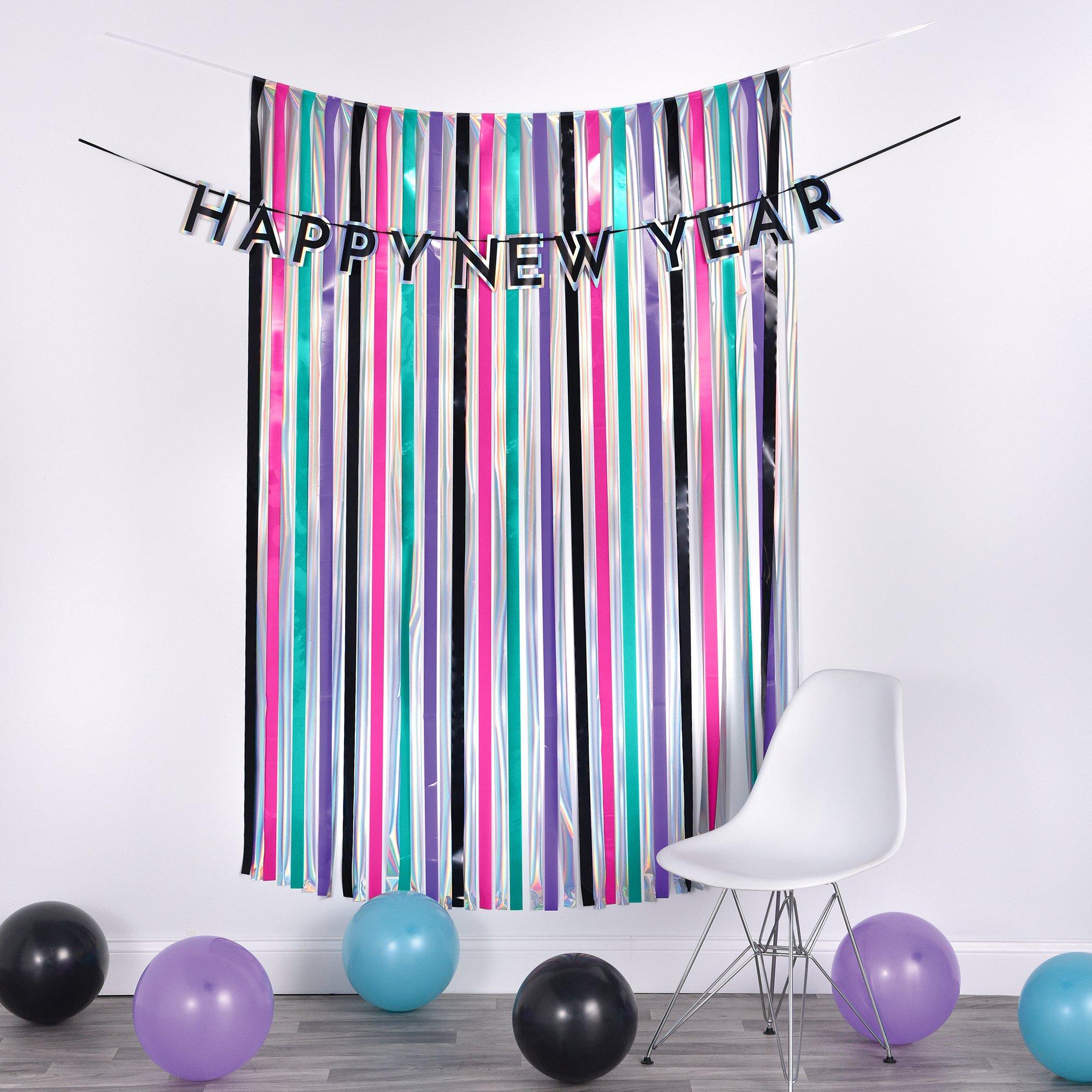 Starlight New Year's Eve Fringe Curtain Backdrop Kit. 4ft x 6ft. 2pc