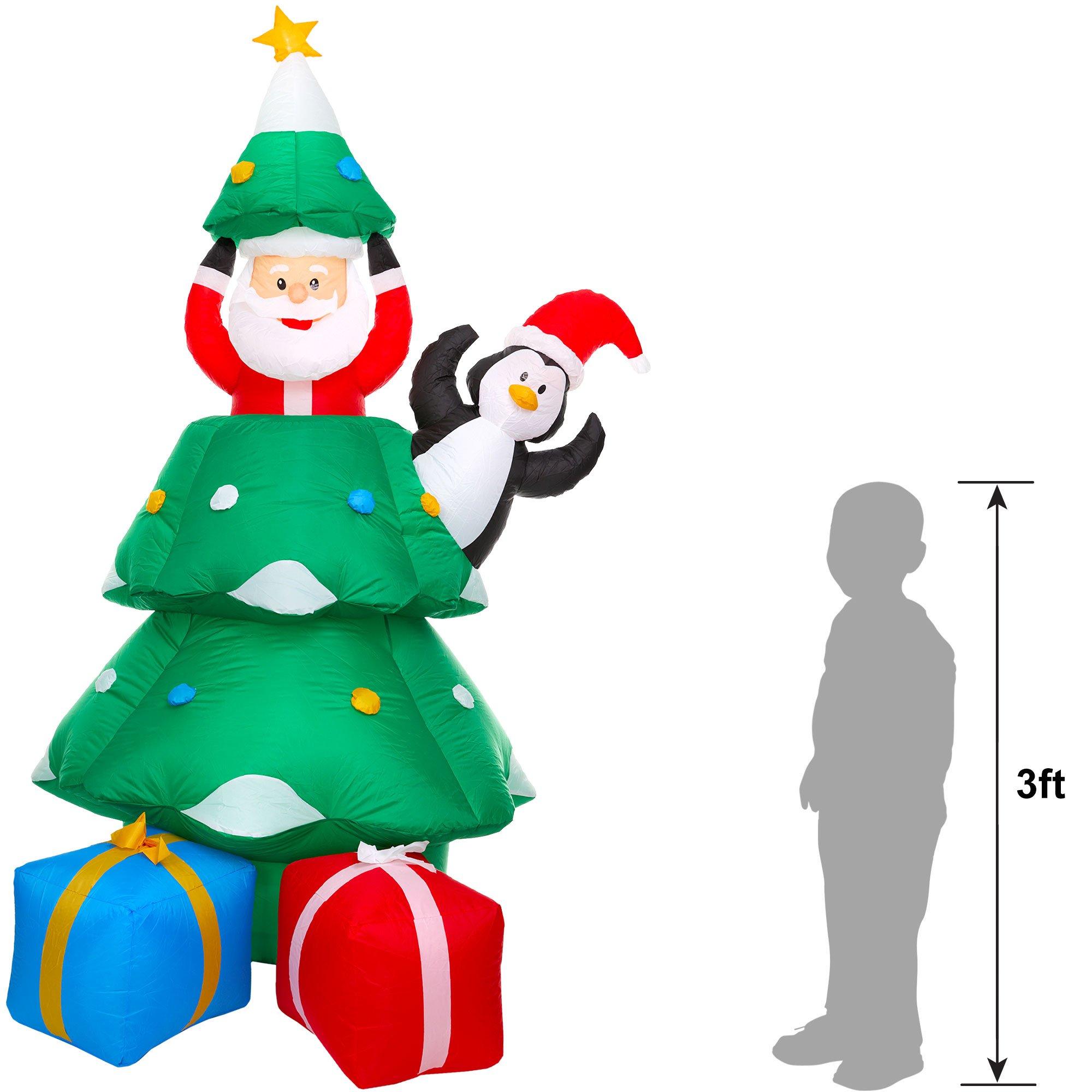 Christmas Tree. Santa Claus & Penguin Inflatable Yard Decoration. 7ft - Image 5