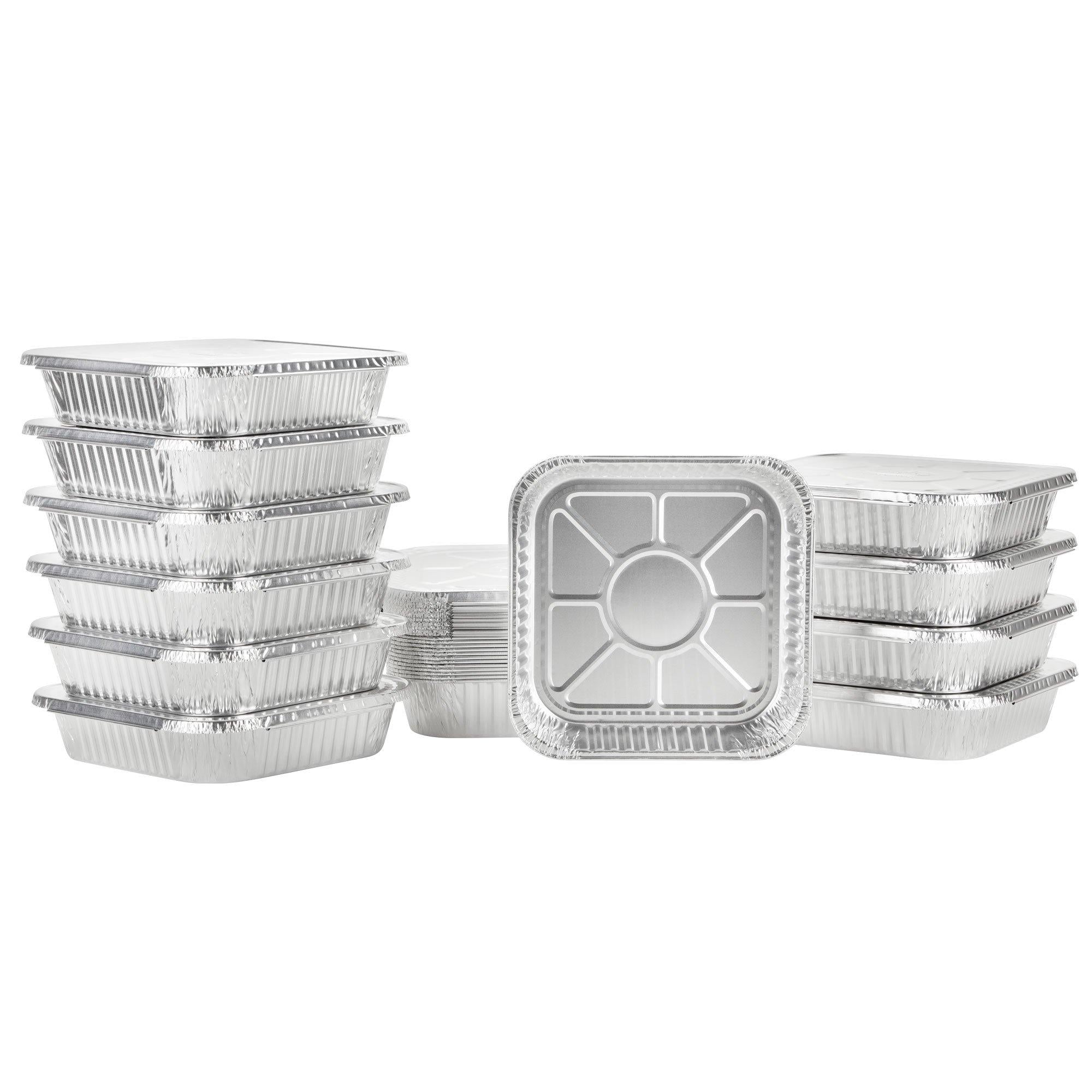 Reusable Square Aluminum Pans with Lids. 8in. 10ct - Image 3
