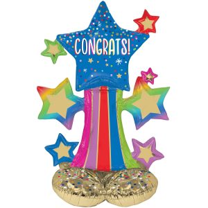 AirLoonz Rainbow Starburst Congrats Foil Balloon. 3ft