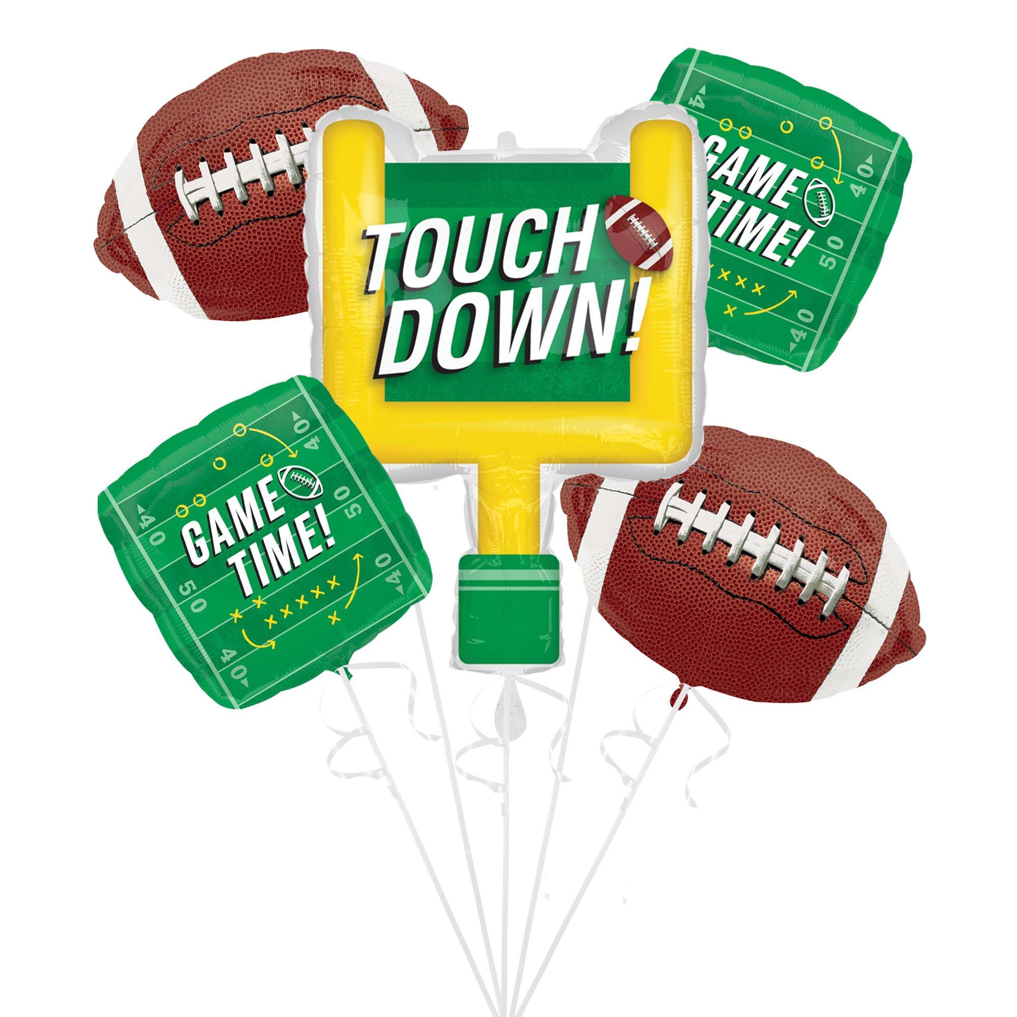 Touchdown Football Foil Balloon Bouquet. 5pc