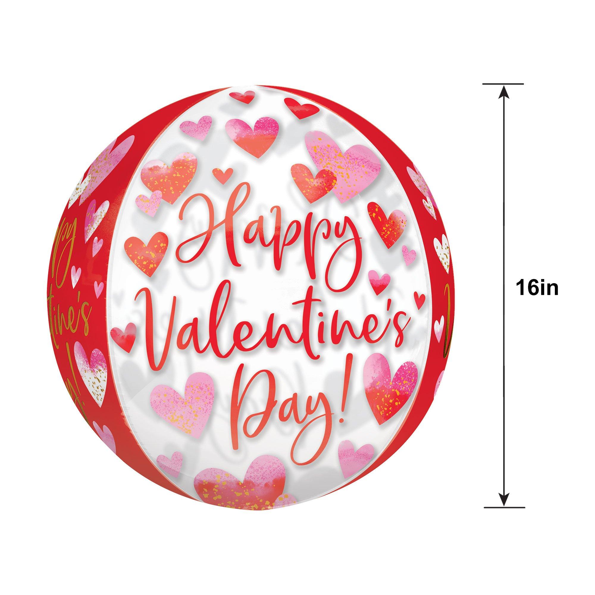 Watercolor Happy Valentine's Day Orbz Balloon. 15in x 16in - Image 2