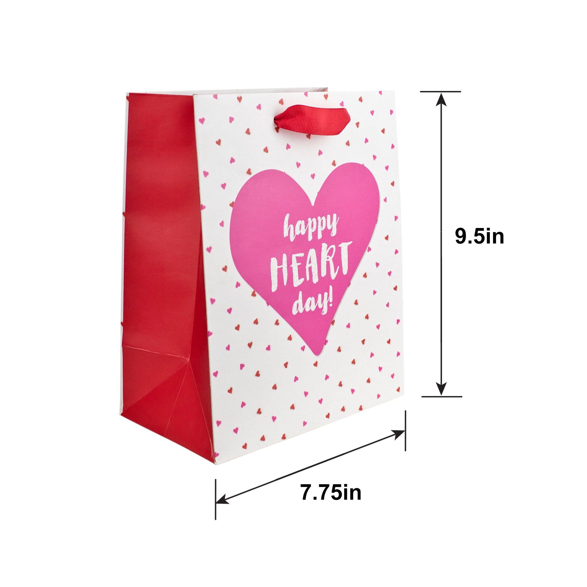 Mini Sprinkle Happy Heart Day Paper Gift Bag. 7.75in x 9.5in - Image 3