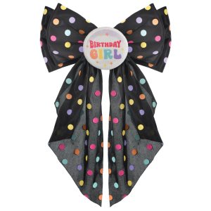 Tween Oversized Black Birthday Girl Bow