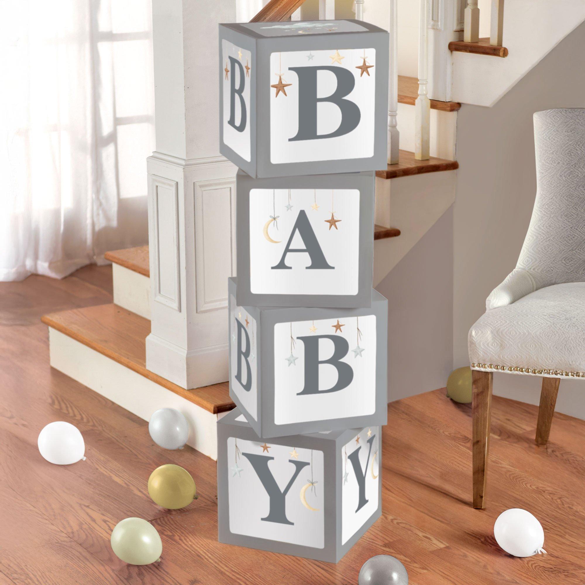 Over the Moon Pop-Up Baby Shower Block Decorations. 4pc