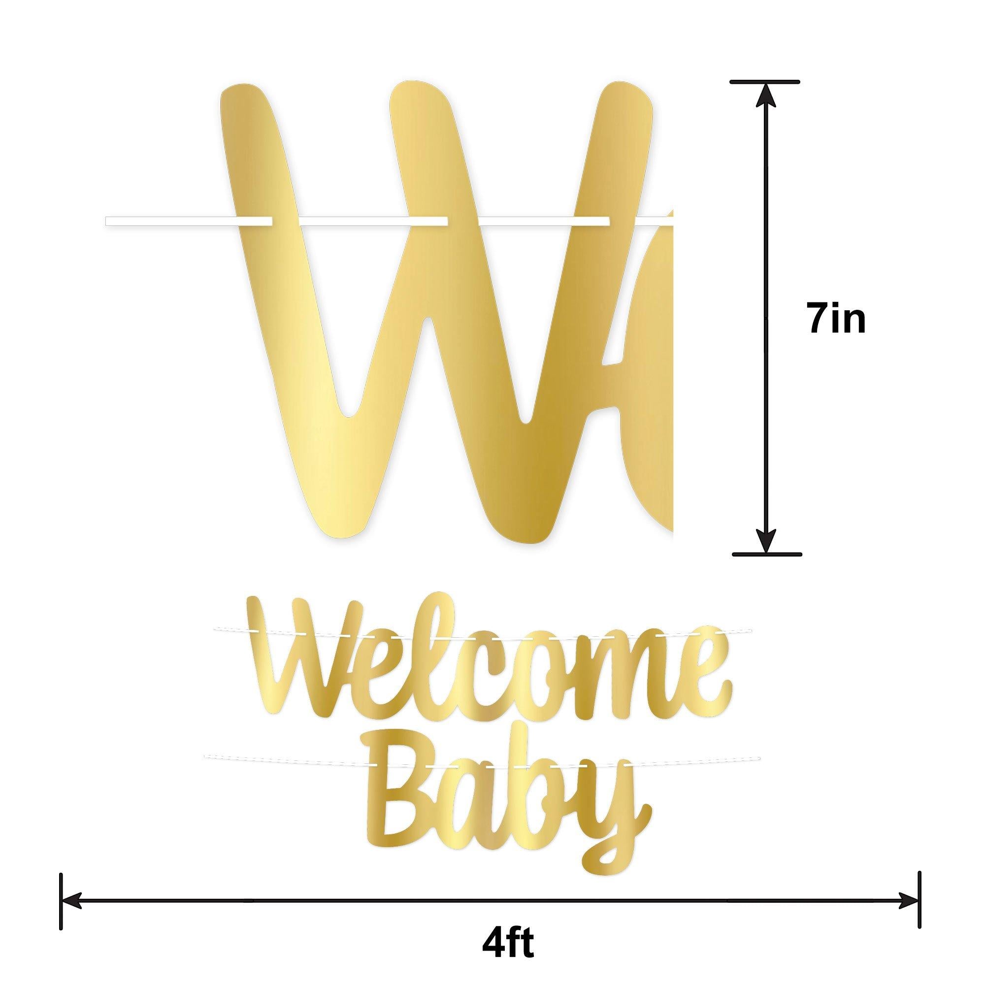 Metallic Gold Welcome Baby Letter Banner Set. 2pc - Image 3
