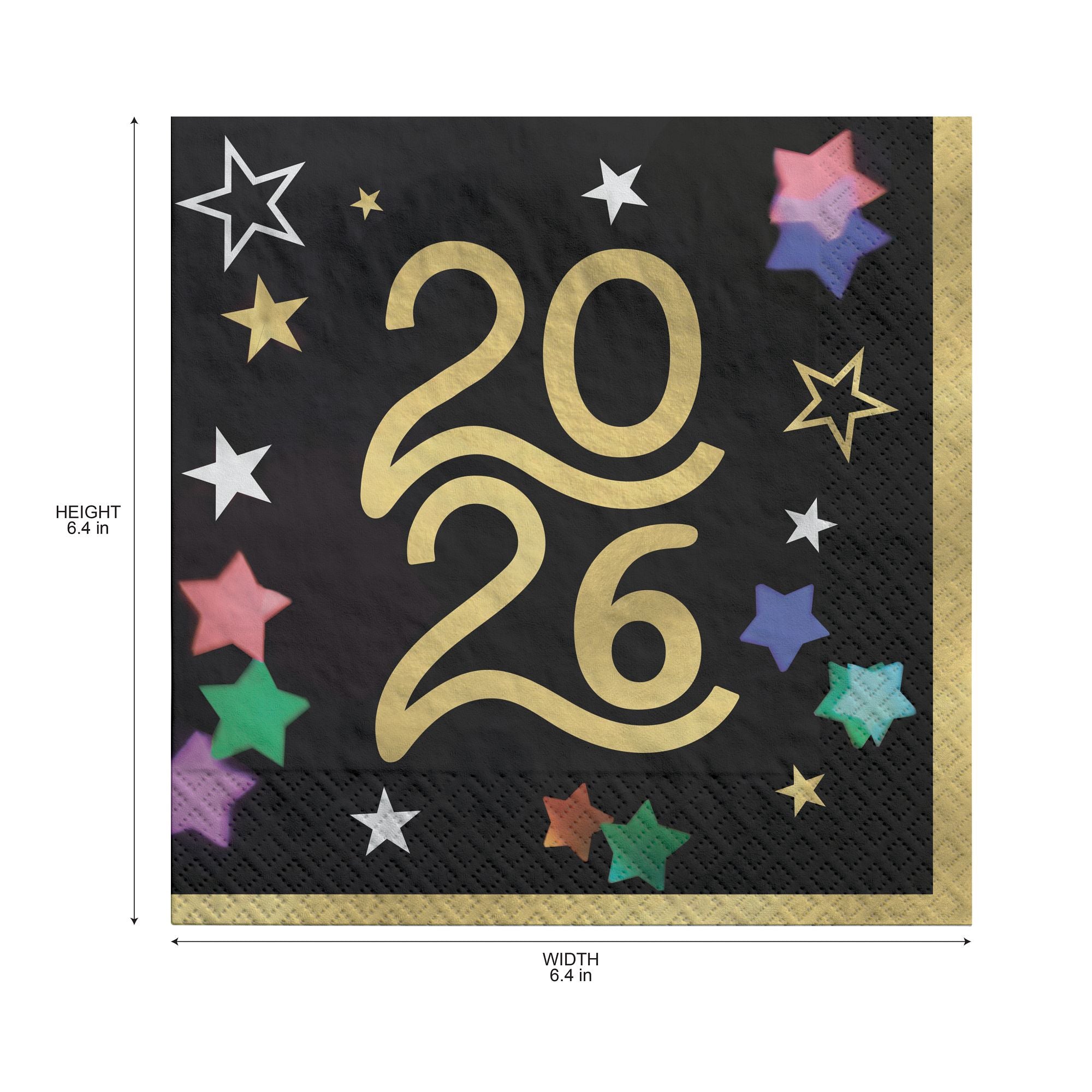Starlight 2026 NYE Napkins. 16ct (Beverage or Lunch). Sizes Lunch and Beverage - Image 3