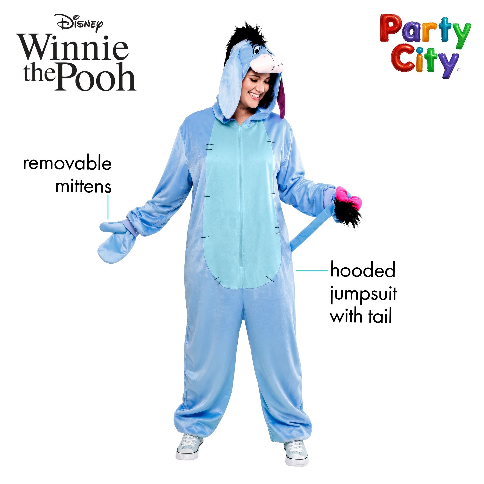 Disney Winnie the Pooh Eeyore Plus Size Zipster Costume for Adults - Image 5