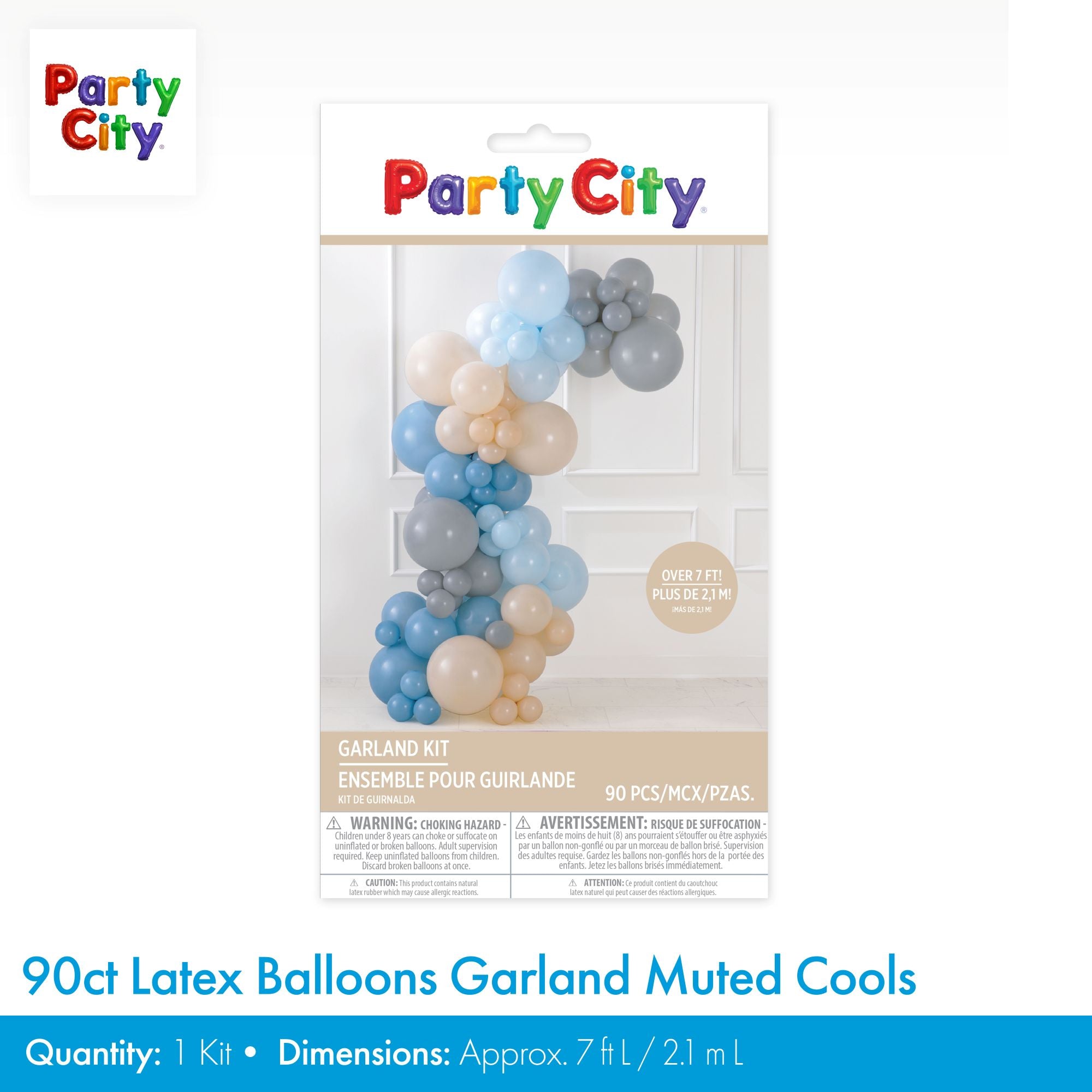 Air-Filled Latex Balloons Garland Muted Cools. 90pc - Image 4