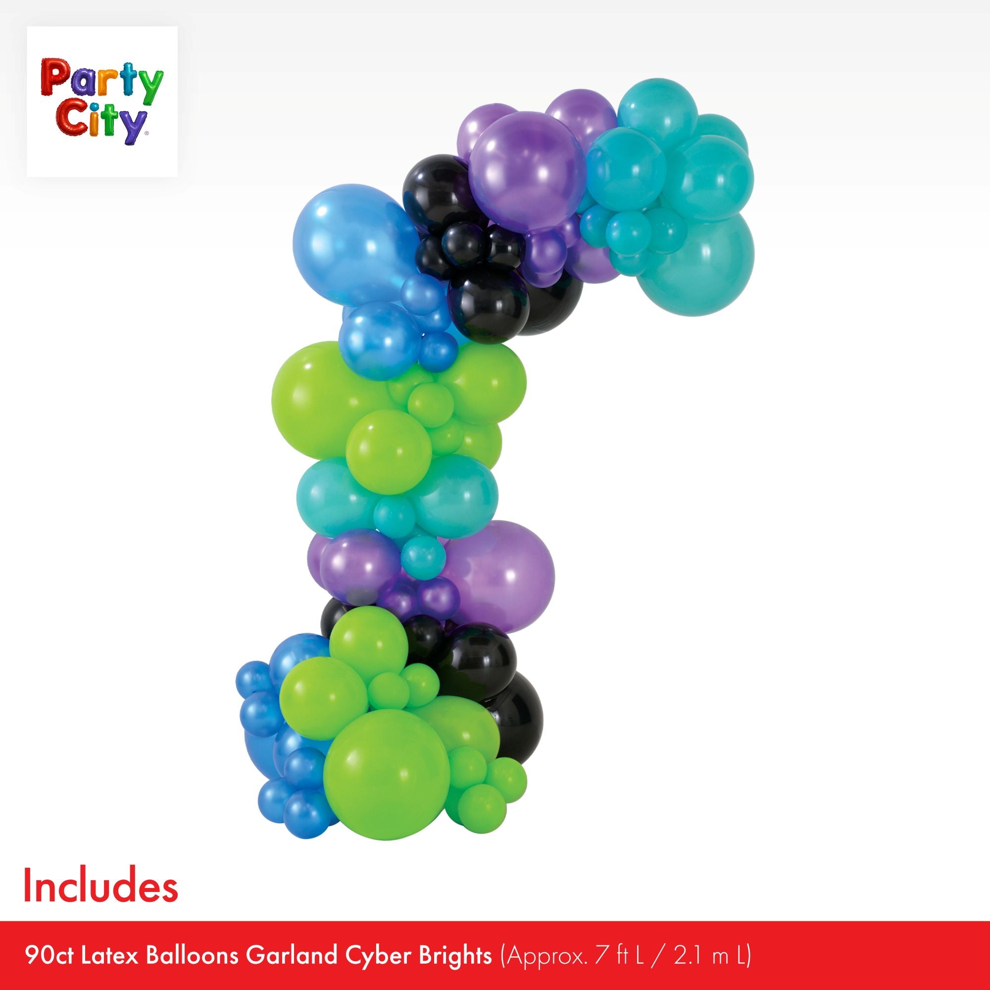 Air-Filled Latex Balloons Garland Cyber Brights. 90pc - Image 4