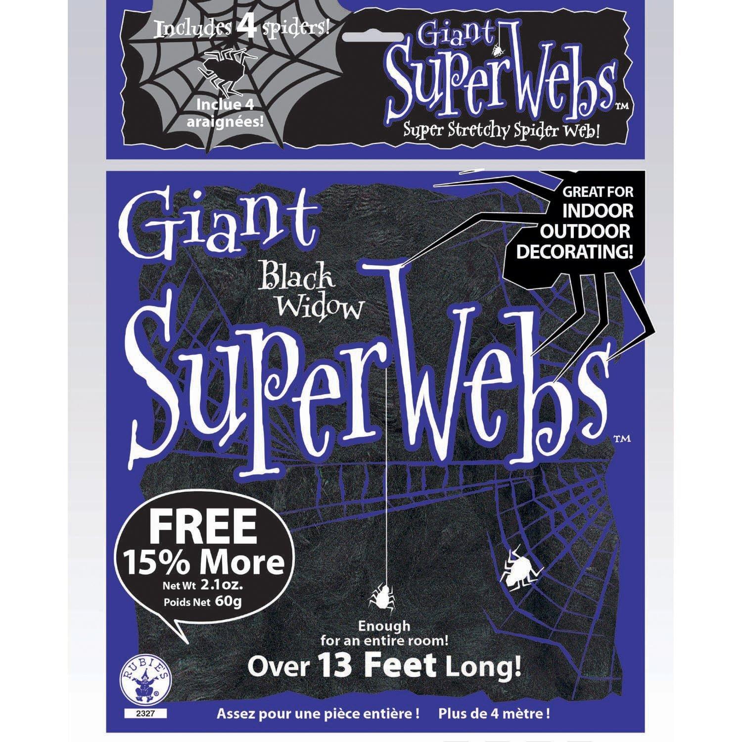 Giant Glow Super Spiderweb with 4 Spiders - 60 Grams. Assorted Colors - Image 2