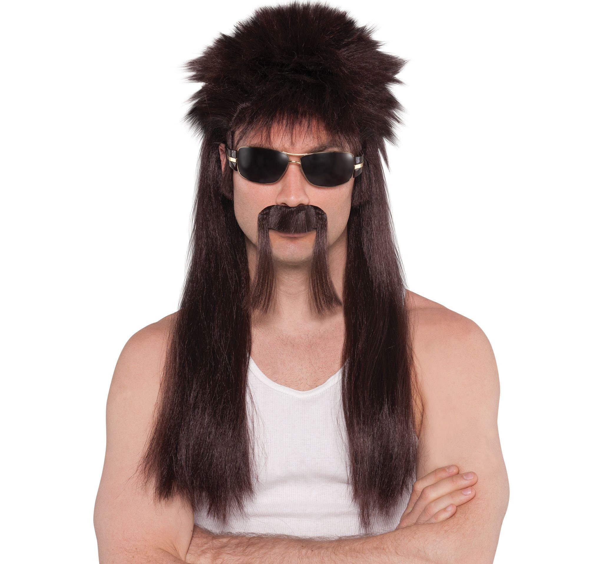 Mullet Wig & Mustache. Assorted Colors - Image 3