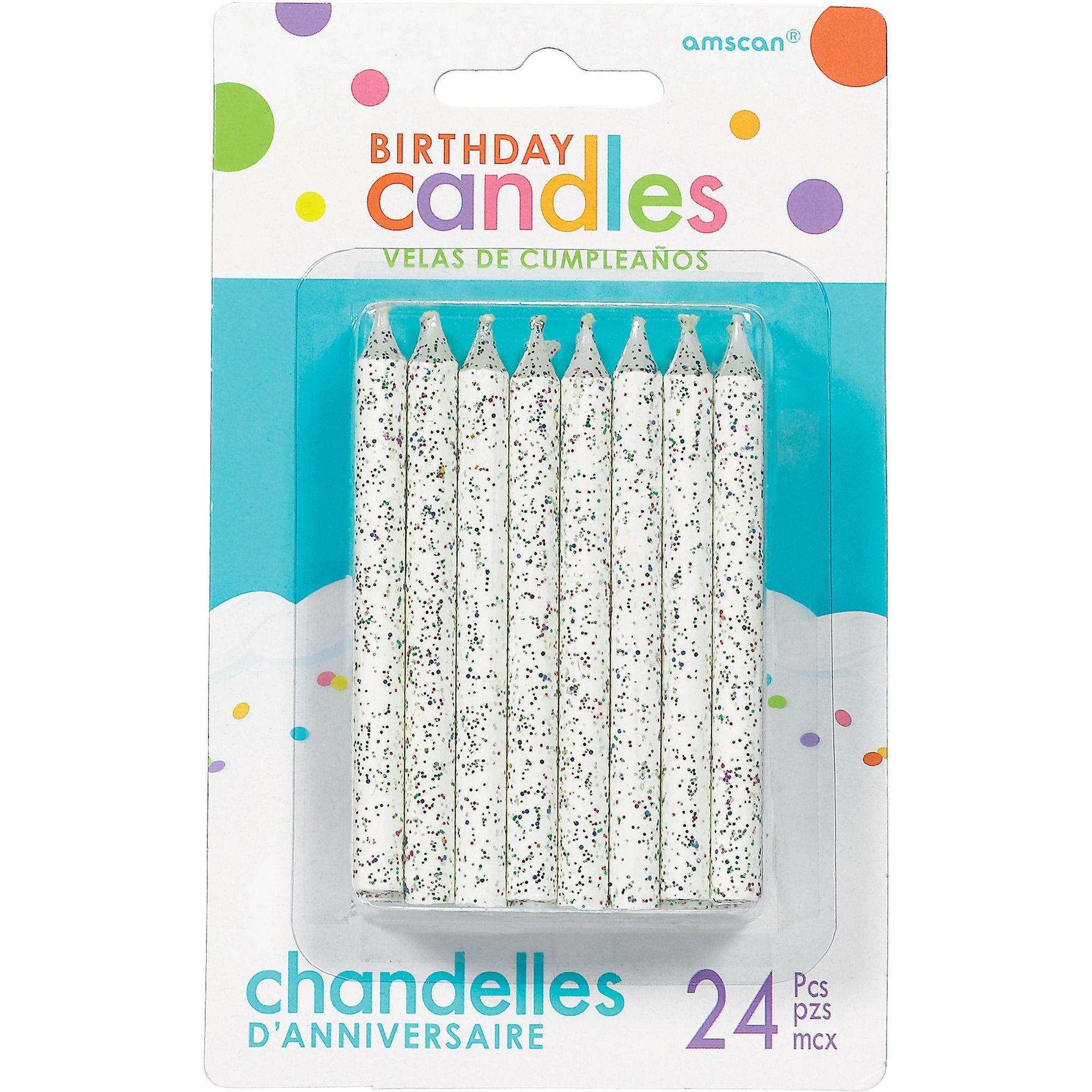 Glitter Birthday Candles. 24ct. Assorted Colors