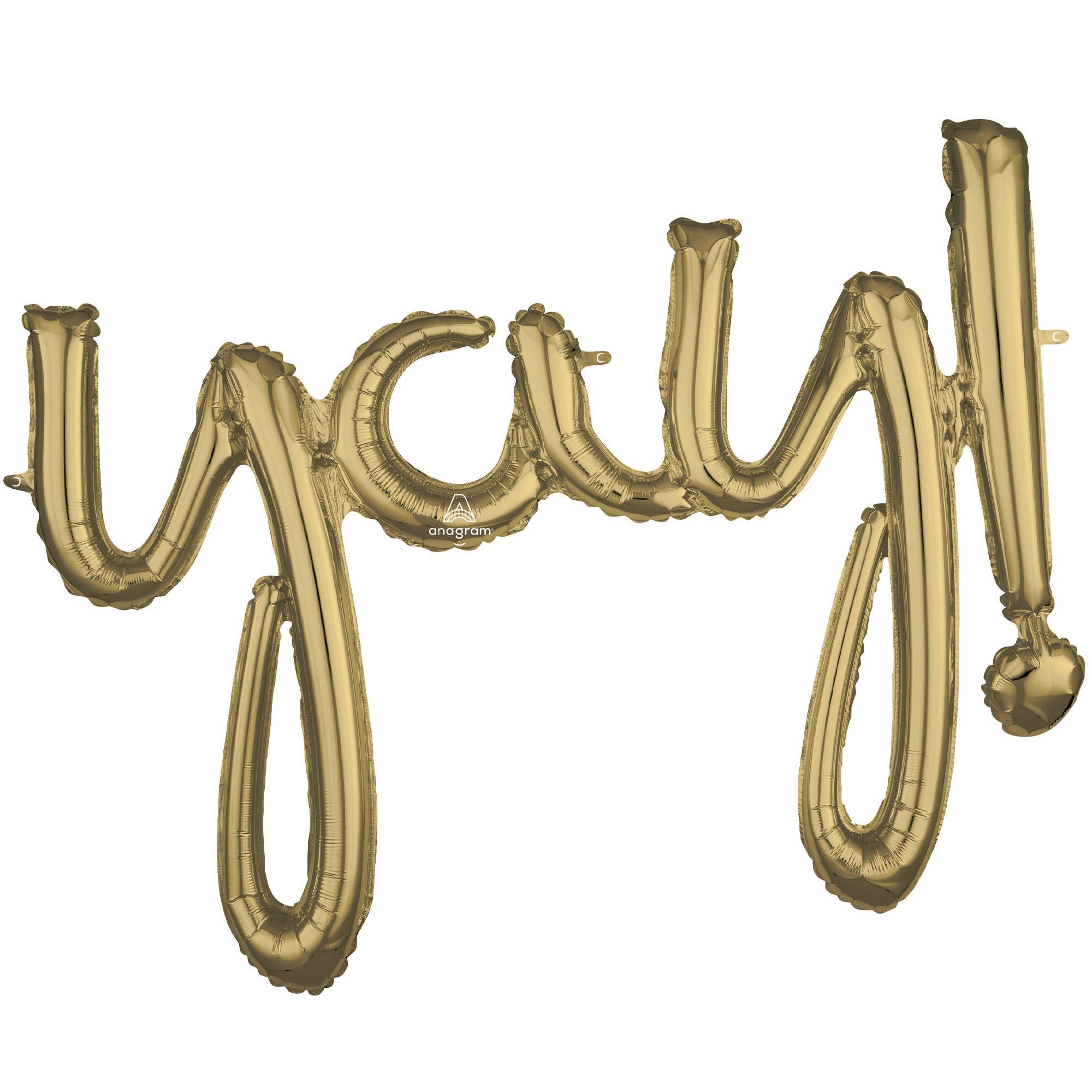 Air-Filled Yay Cursive Letter Balloon Banner. Assorted Colors
