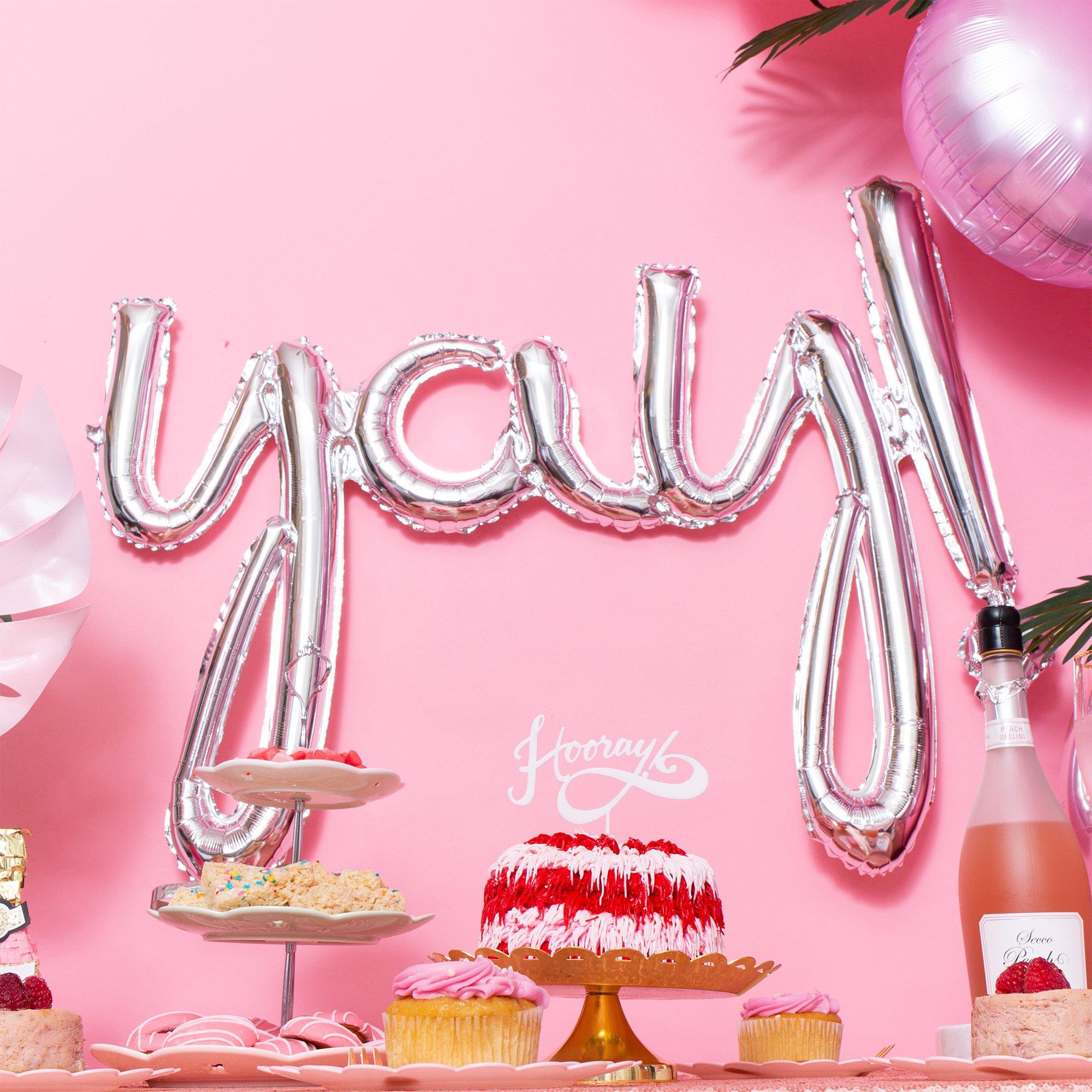 Air-Filled Yay Cursive Letter Balloon Banner. Assorted Colors - Image 5